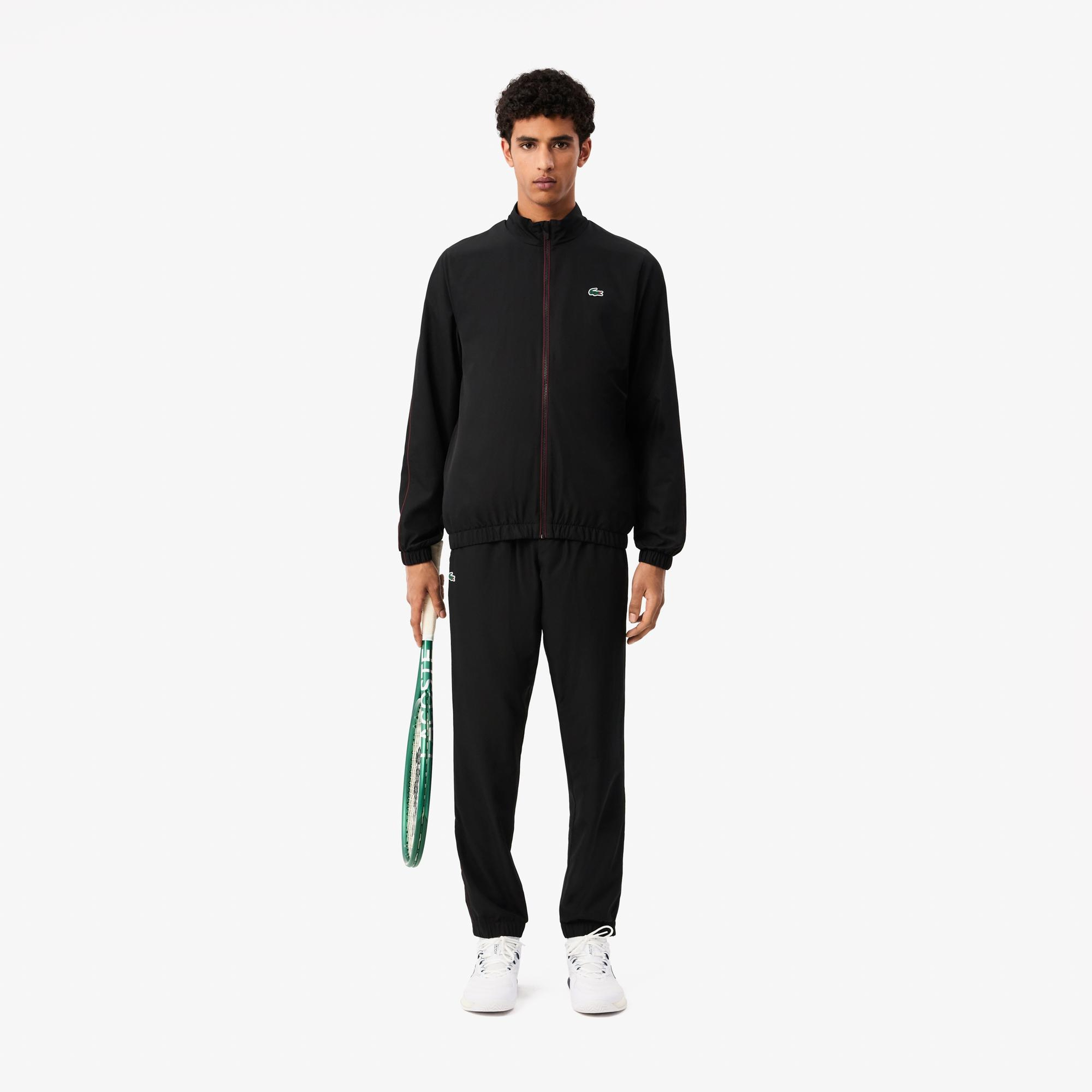 Lacoste Erkek Regular Fit Fermuarlı Yaka Baskılı Siyah Eşofman Takımı