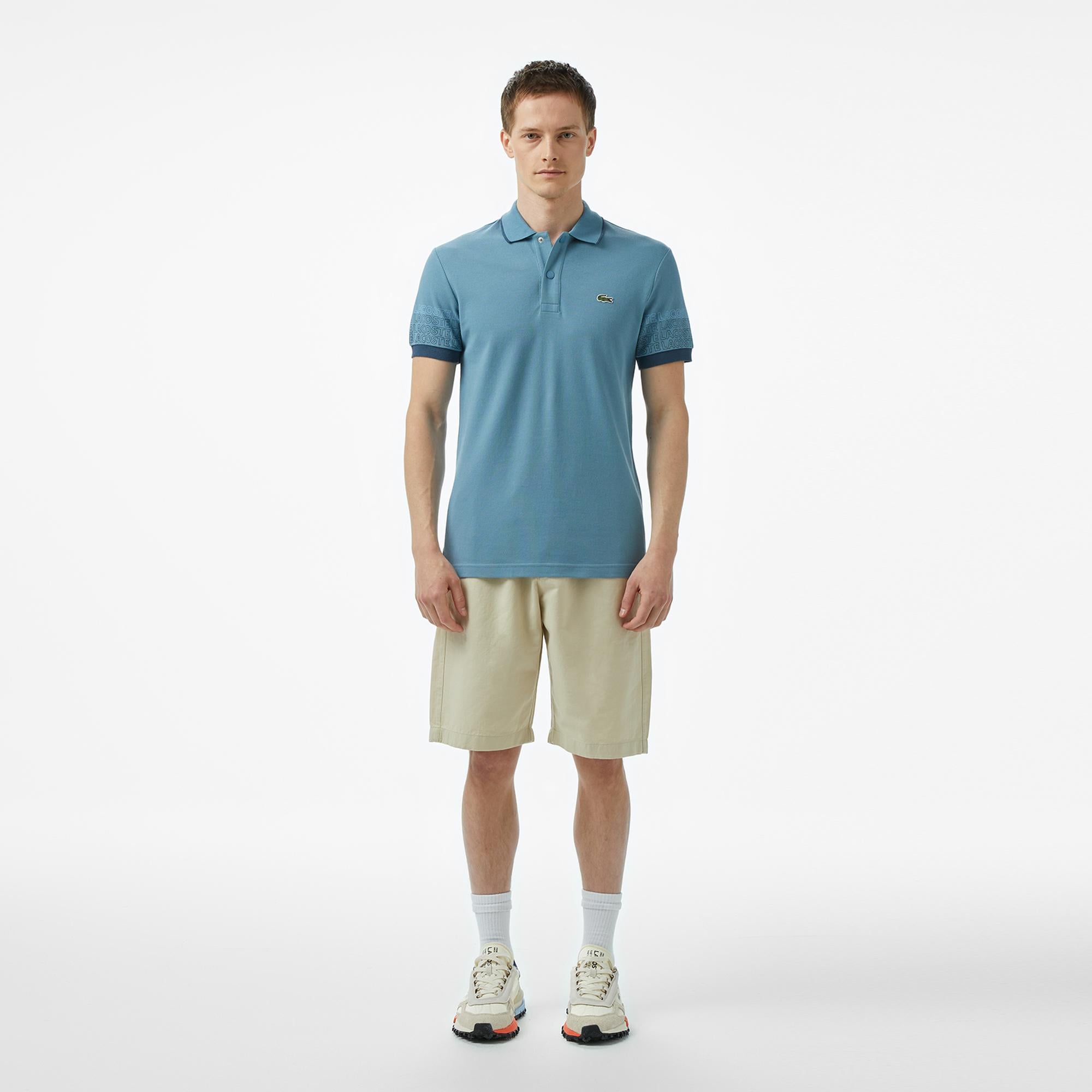 Loose Fit Erkek Baskılı Mavi Polo