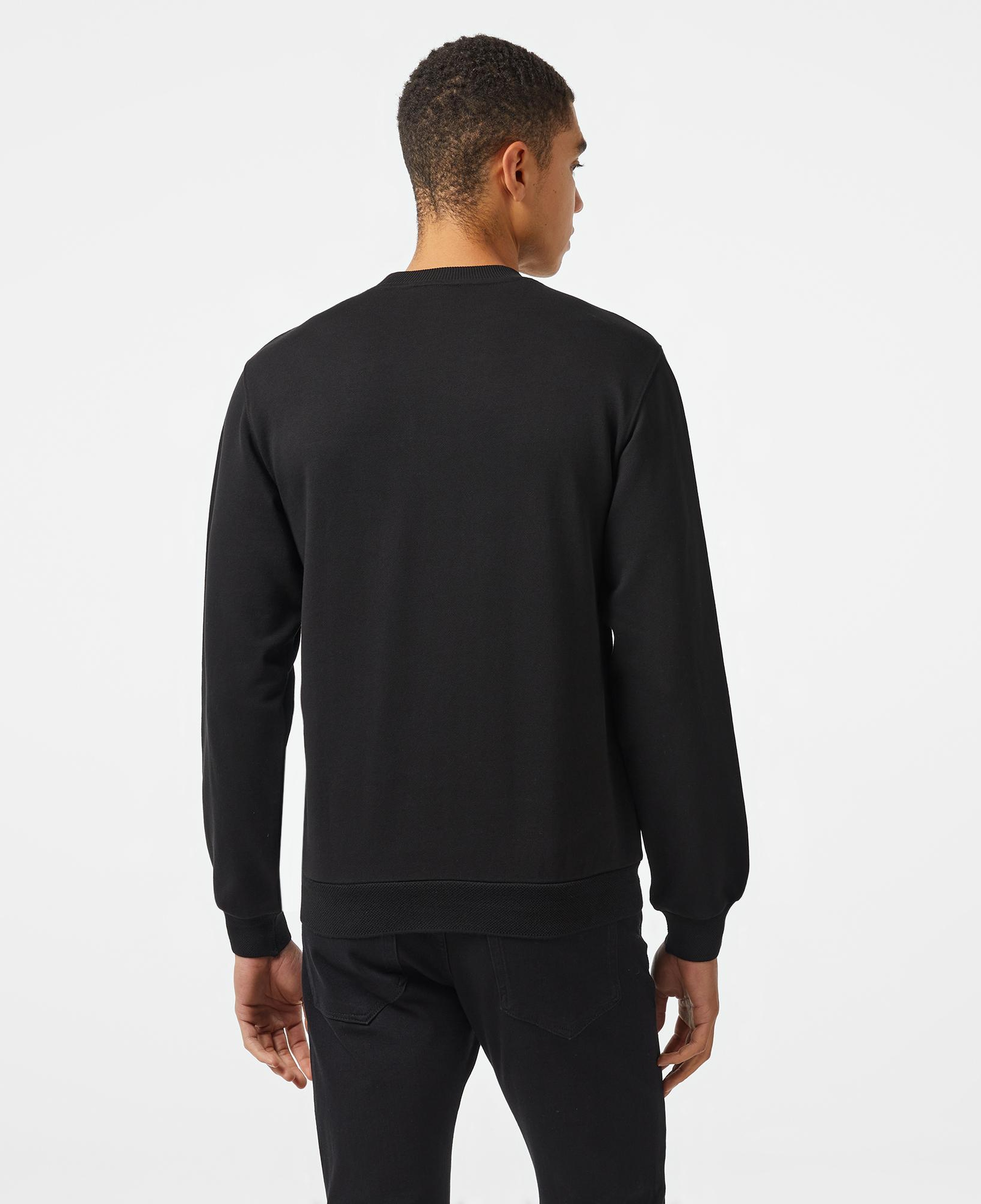 Erkek Relaxed Fit Bisiklet Yaka Baskılı Siyah Sweatshirt