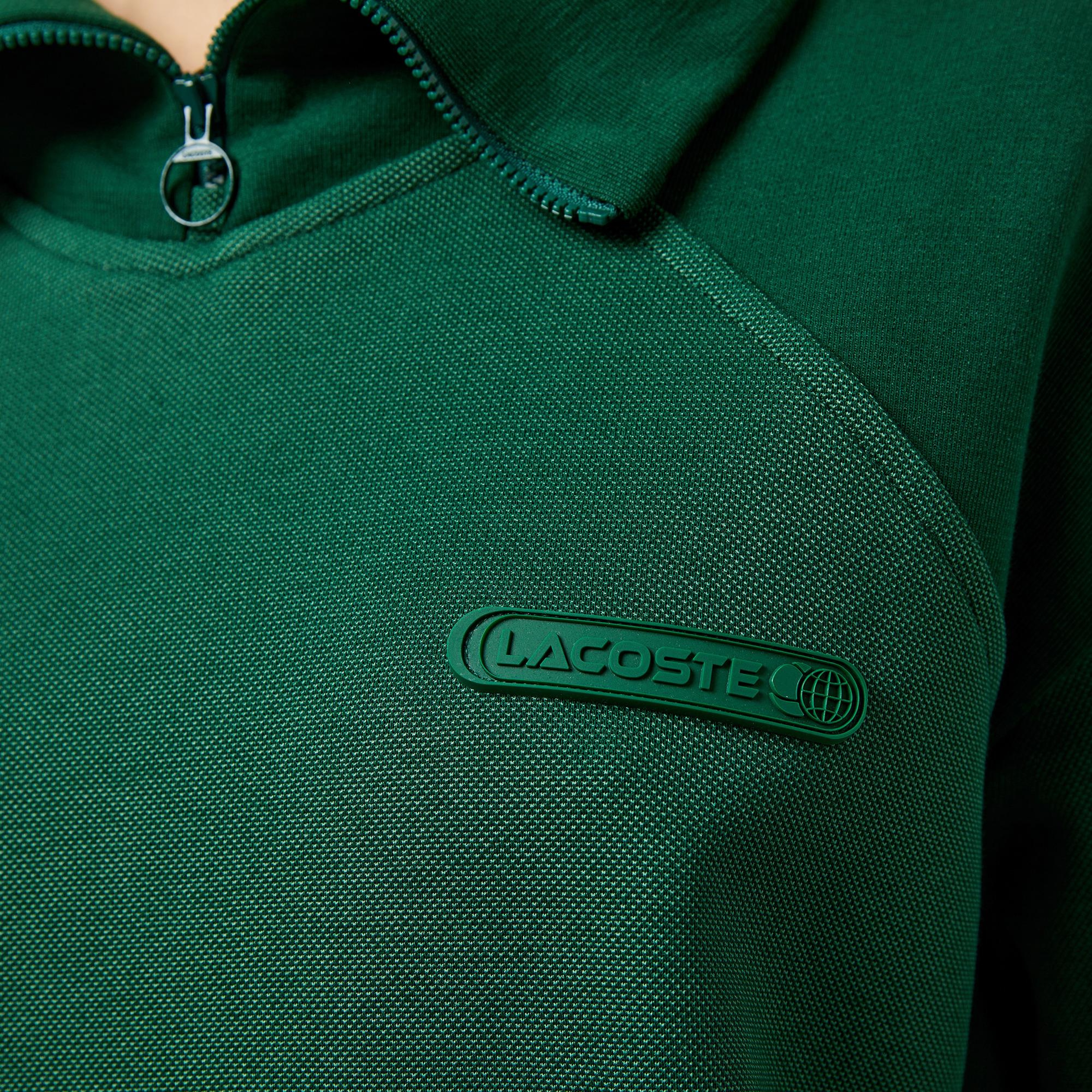 Kadın Regular Fit Fermuarlı Dik Yaka Koyu Yeşil Sweatshirt