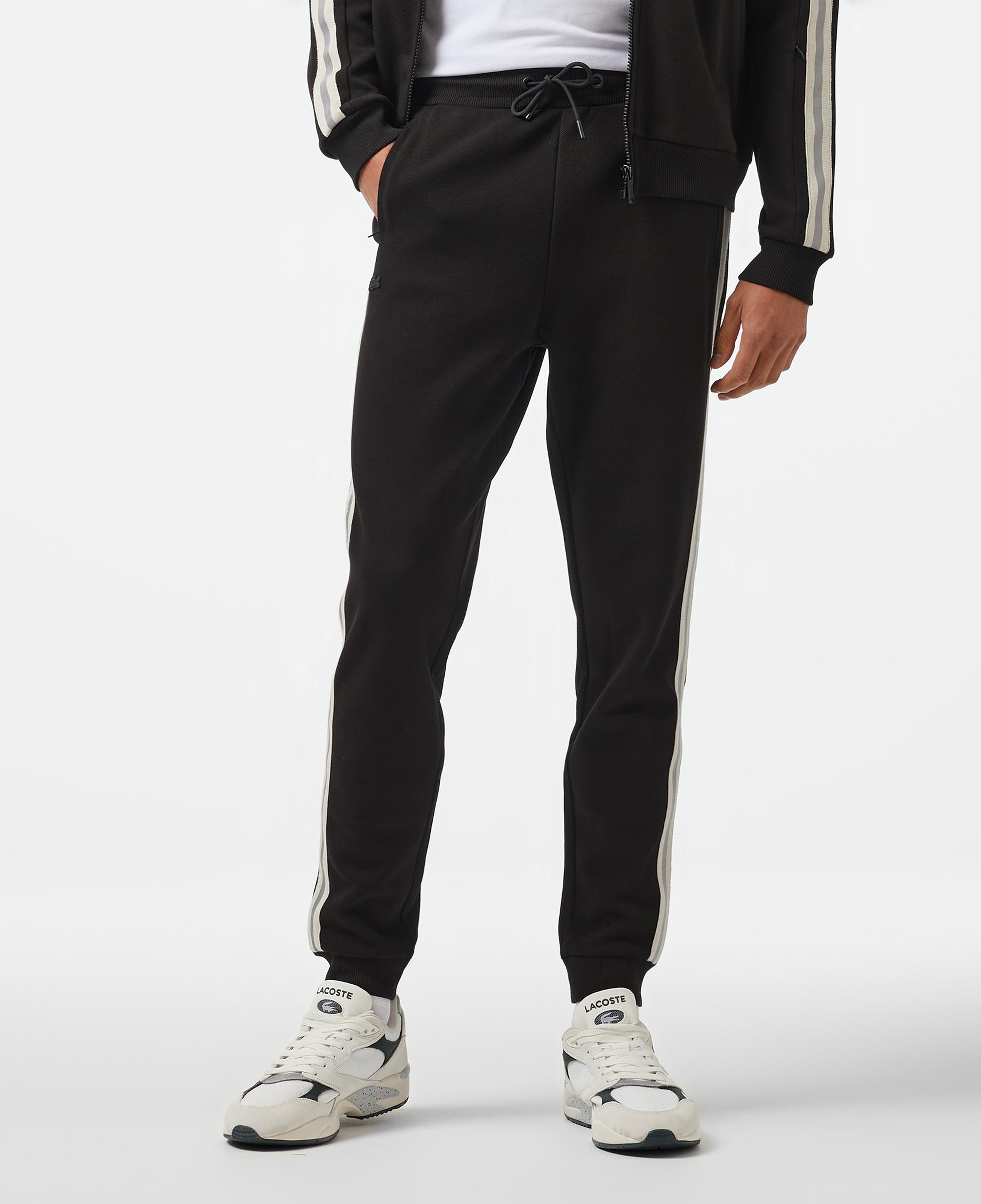Erkek Slim Fit Çizgili Siyah Eşofman Altı
