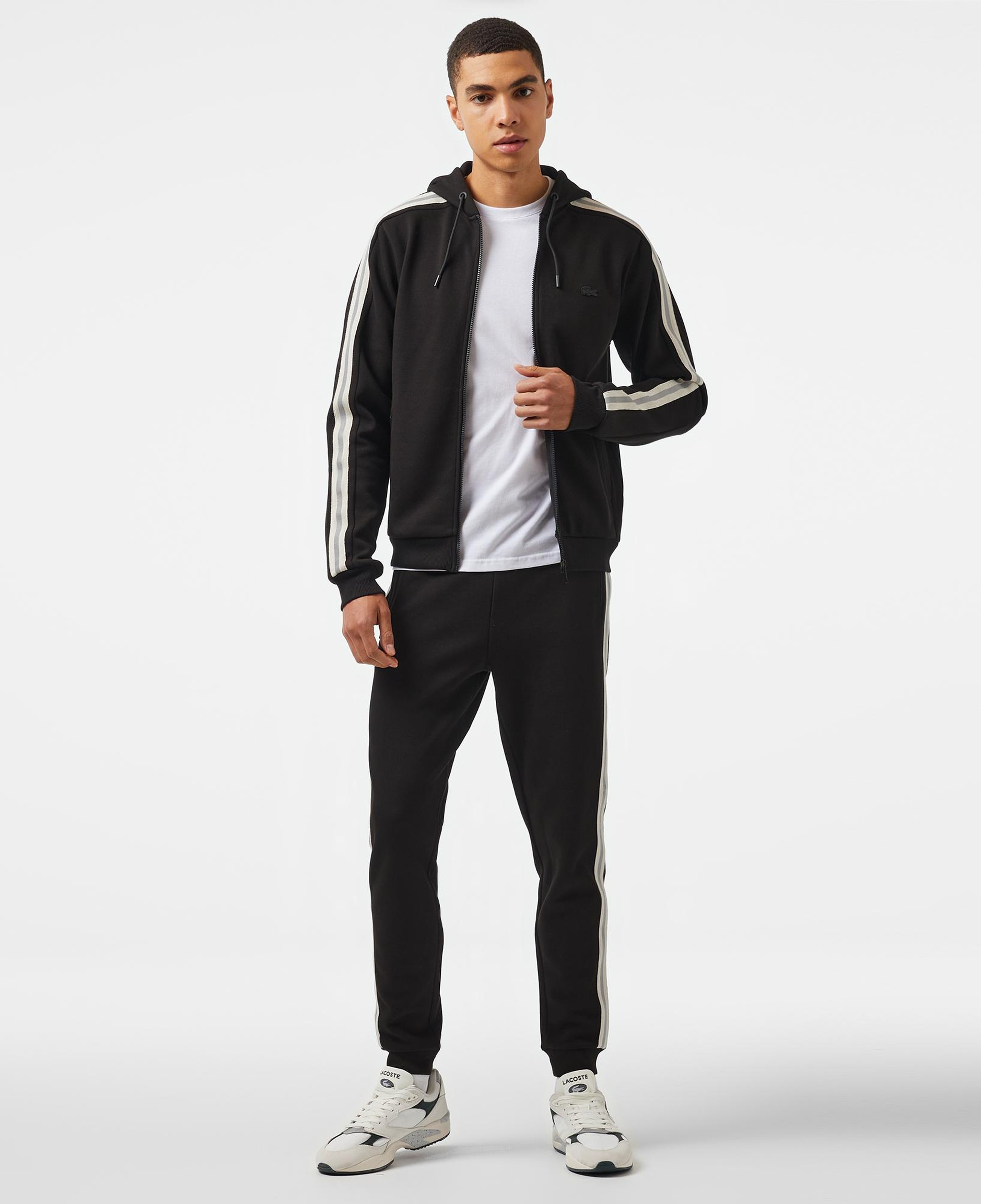 Erkek Slim Fit Çizgili Siyah Eşofman Altı