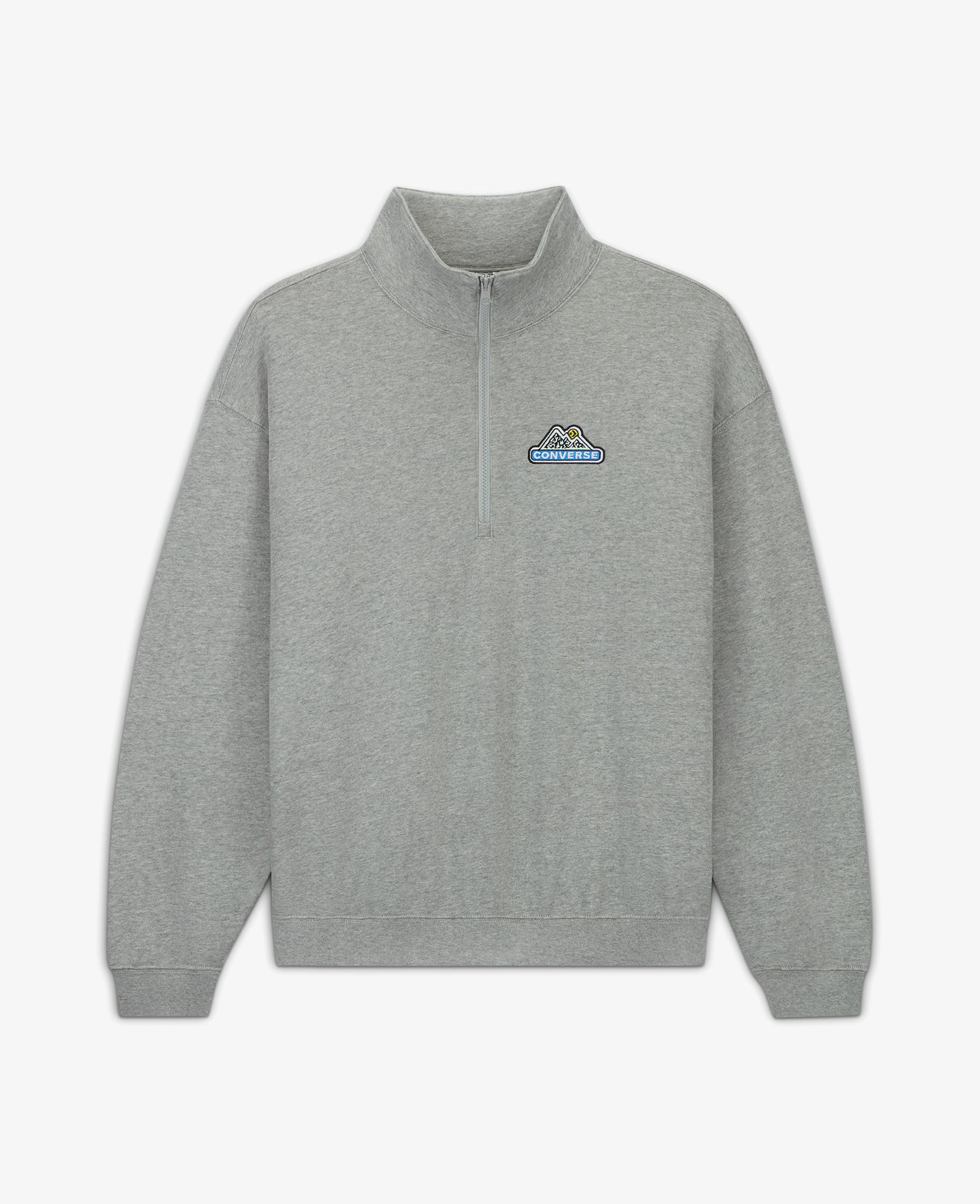 Converse Loose Fit Yarım Fermuarlı Erkek Gri Sweatshirt