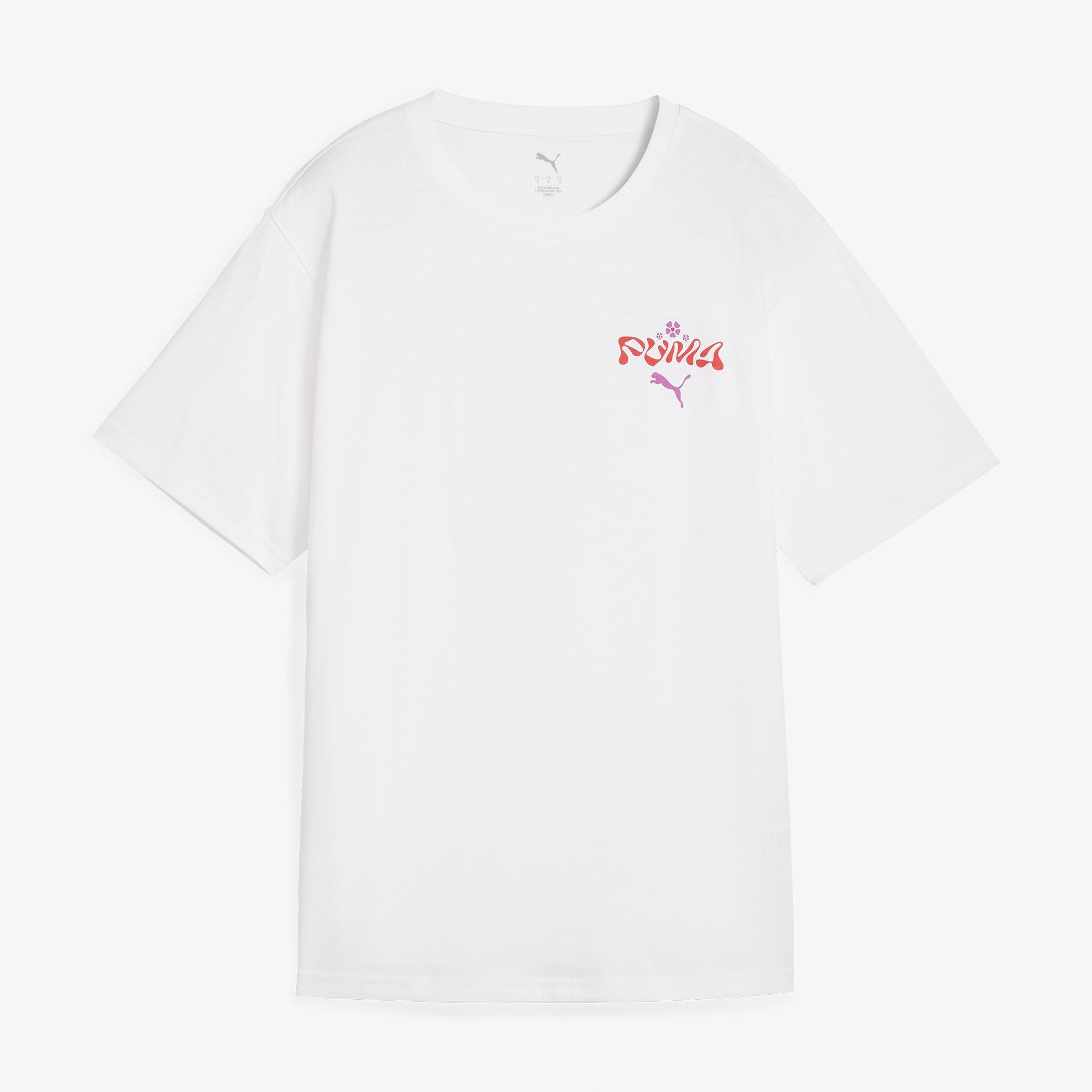 Puma Wardrobe Ess Graphic Kadın Beyaz T-Shirt