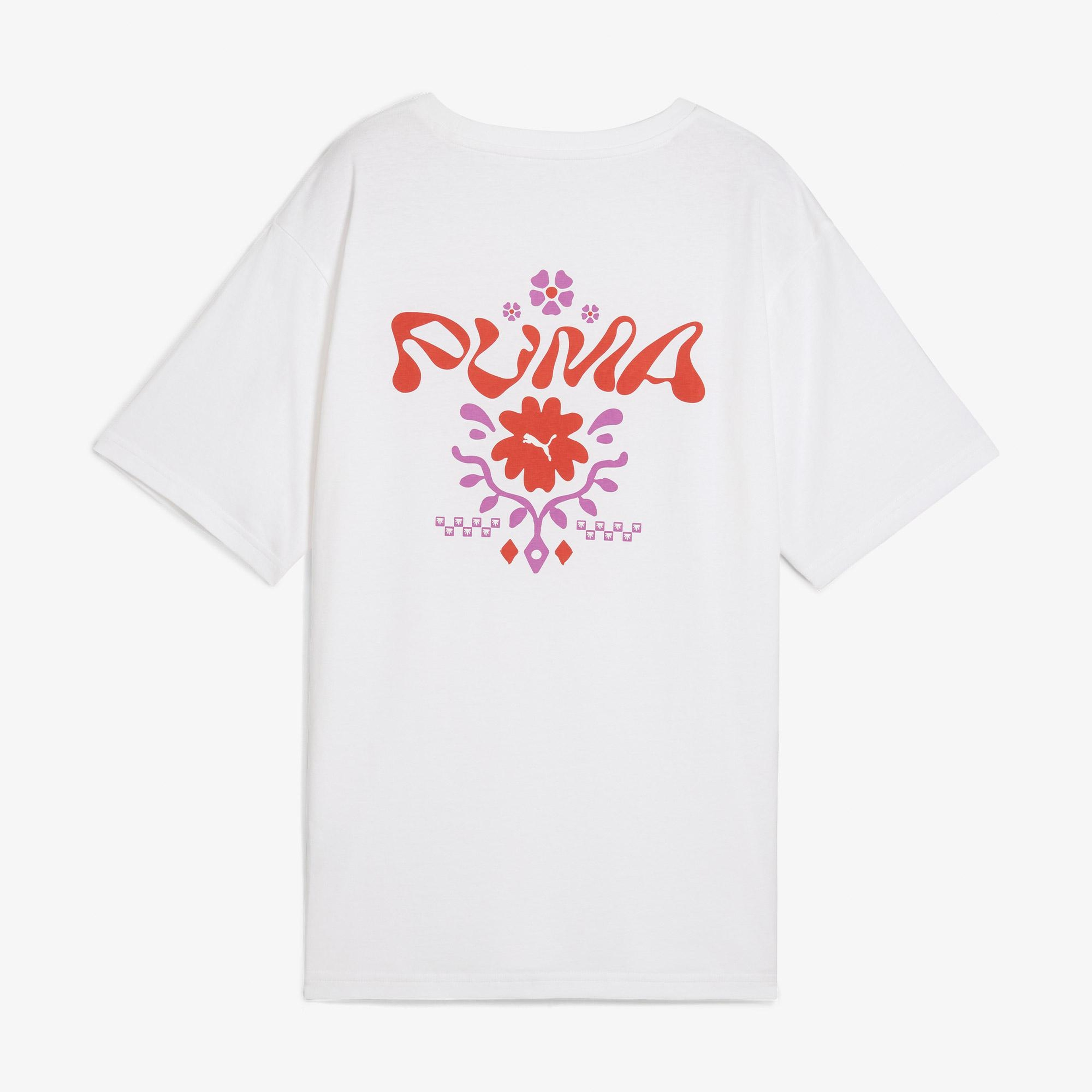Puma Wardrobe Ess Graphic Kadın Beyaz T-Shirt