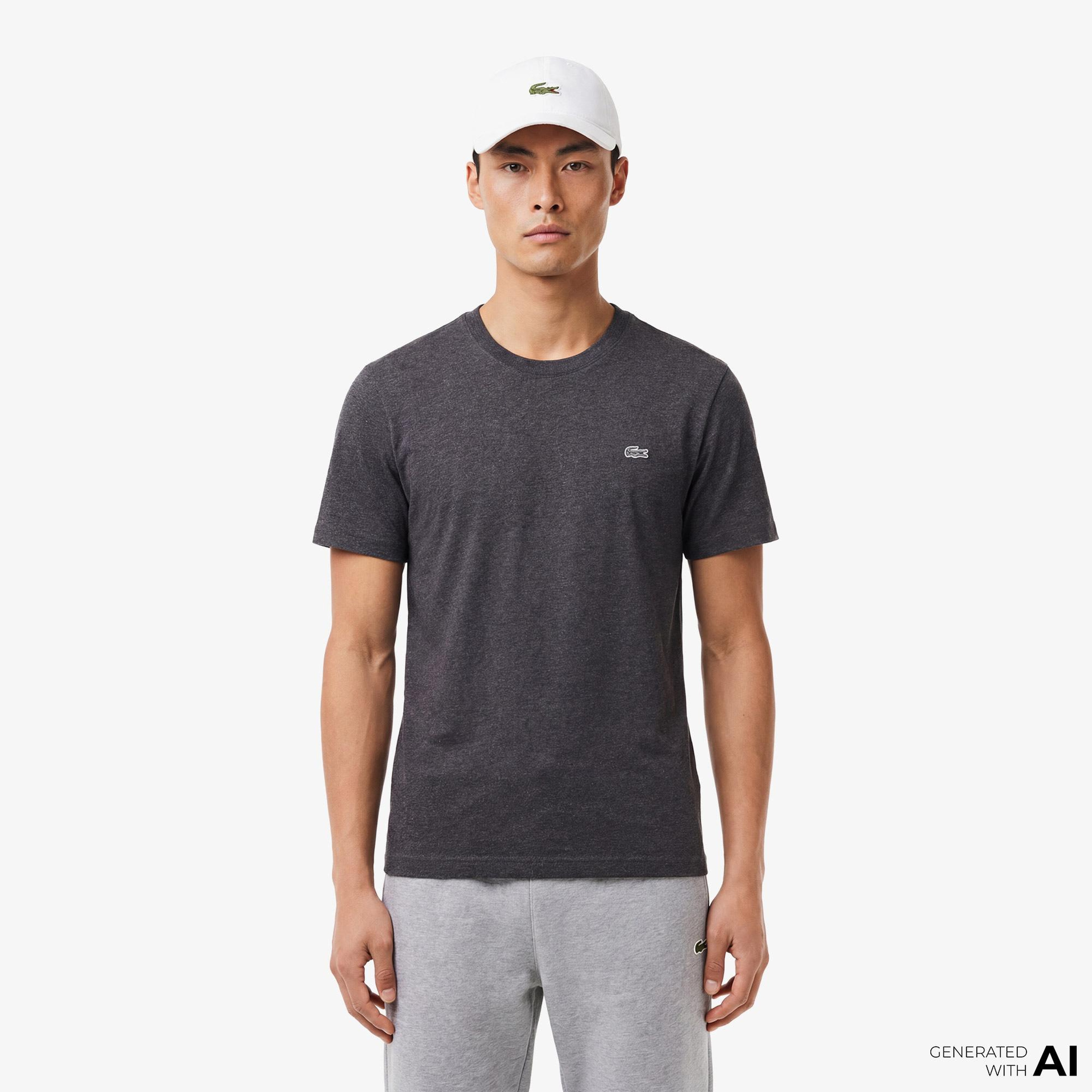 Erkek Regular Fit Bisiklet Yaka Koyu Gri T-Shirt