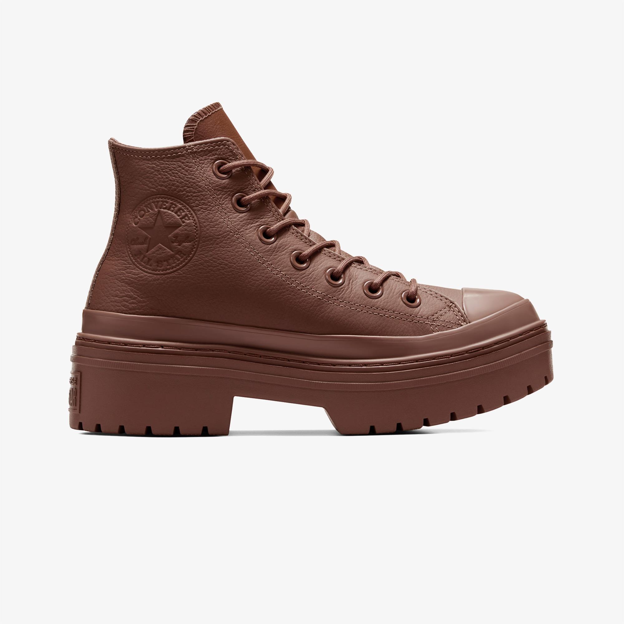 Converse Chuck Taylor All Star Lugged Heel Kadın Kahverengi Deri Platform Su Geçirmez Bot