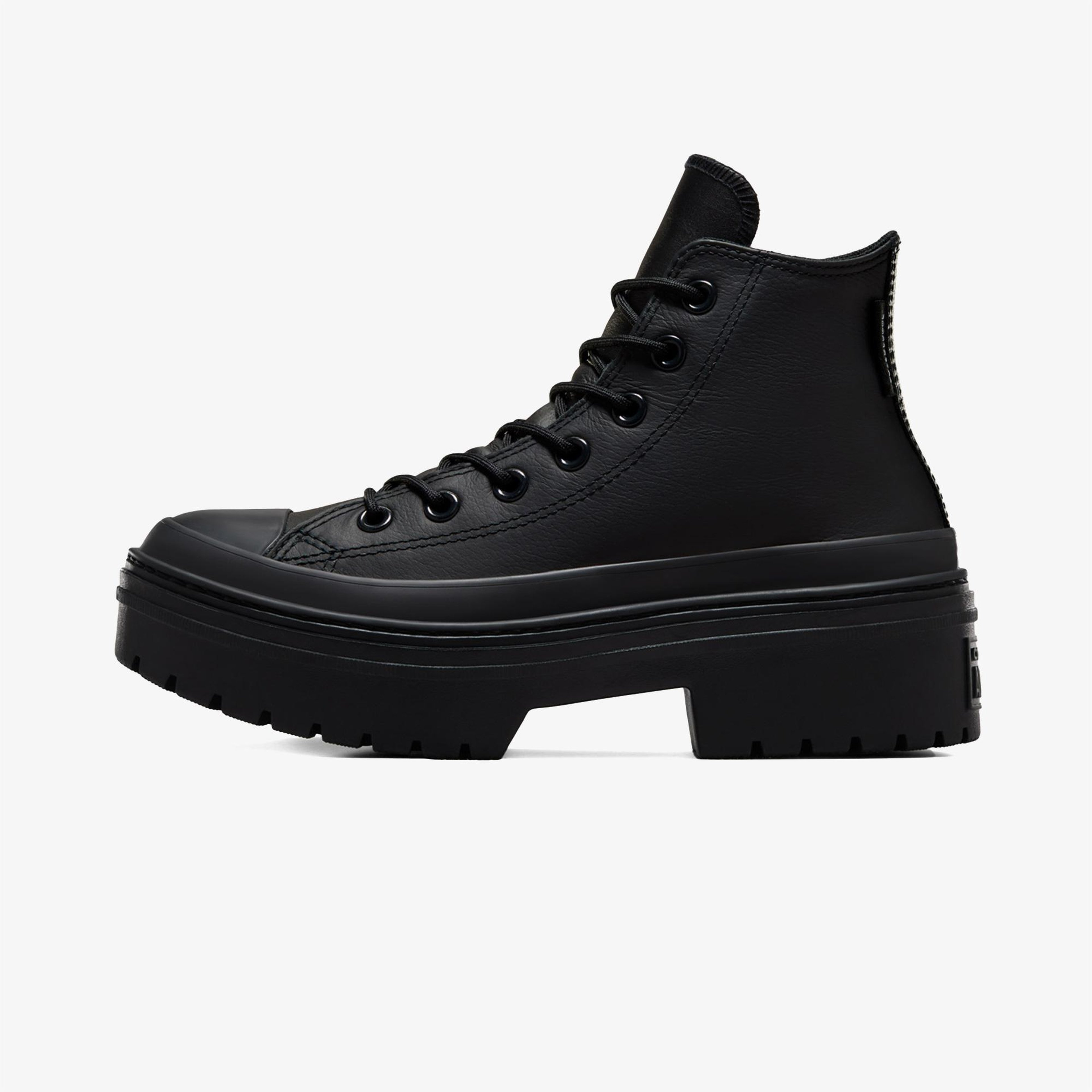 Converse Chuck Taylor All Star Lugged Heel Kadın Siyah Deri Platform Su Geçirmez Bot