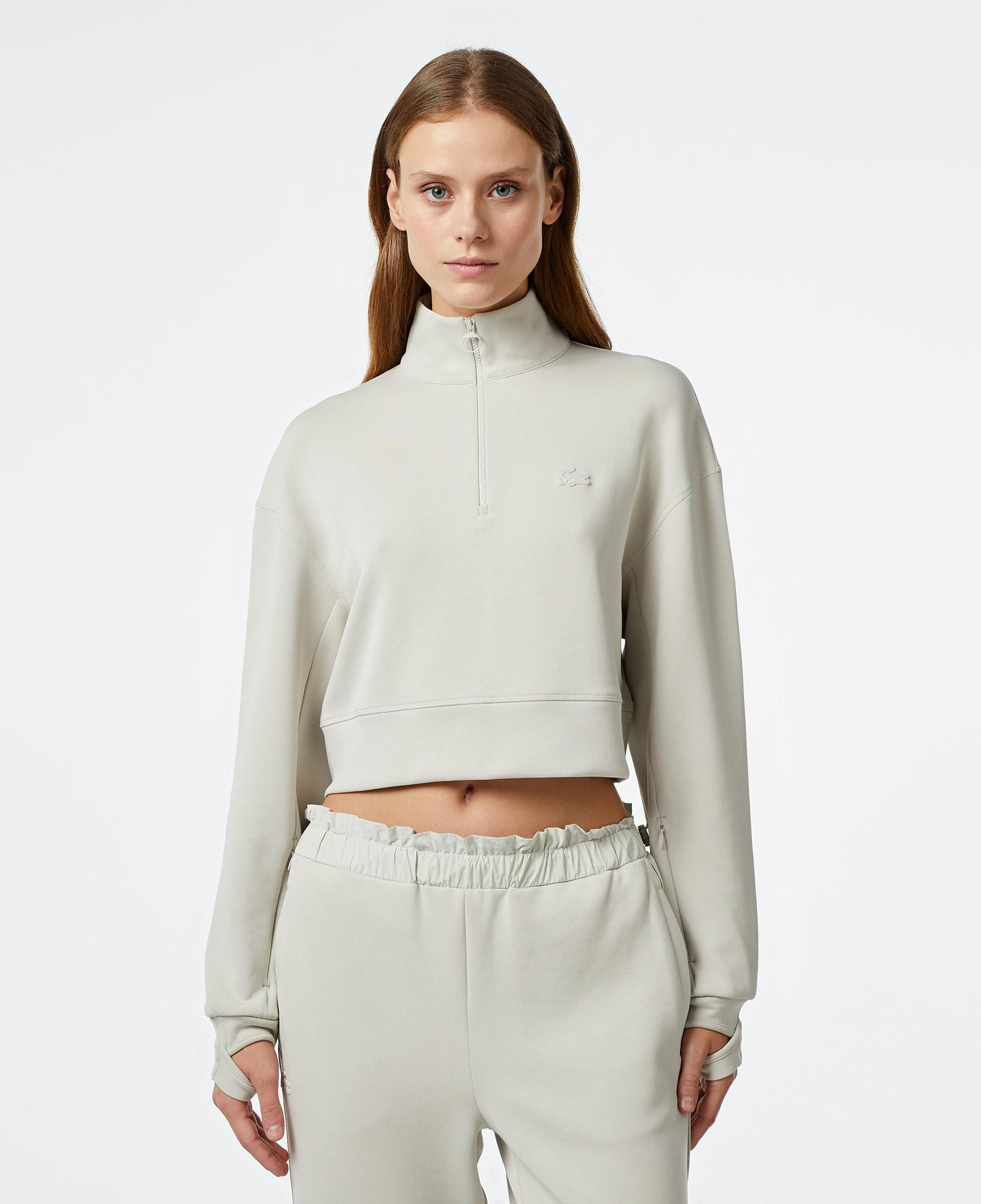 Kadın Relaxed Fit Yarım Fermuarlı Gri Sweatshirt