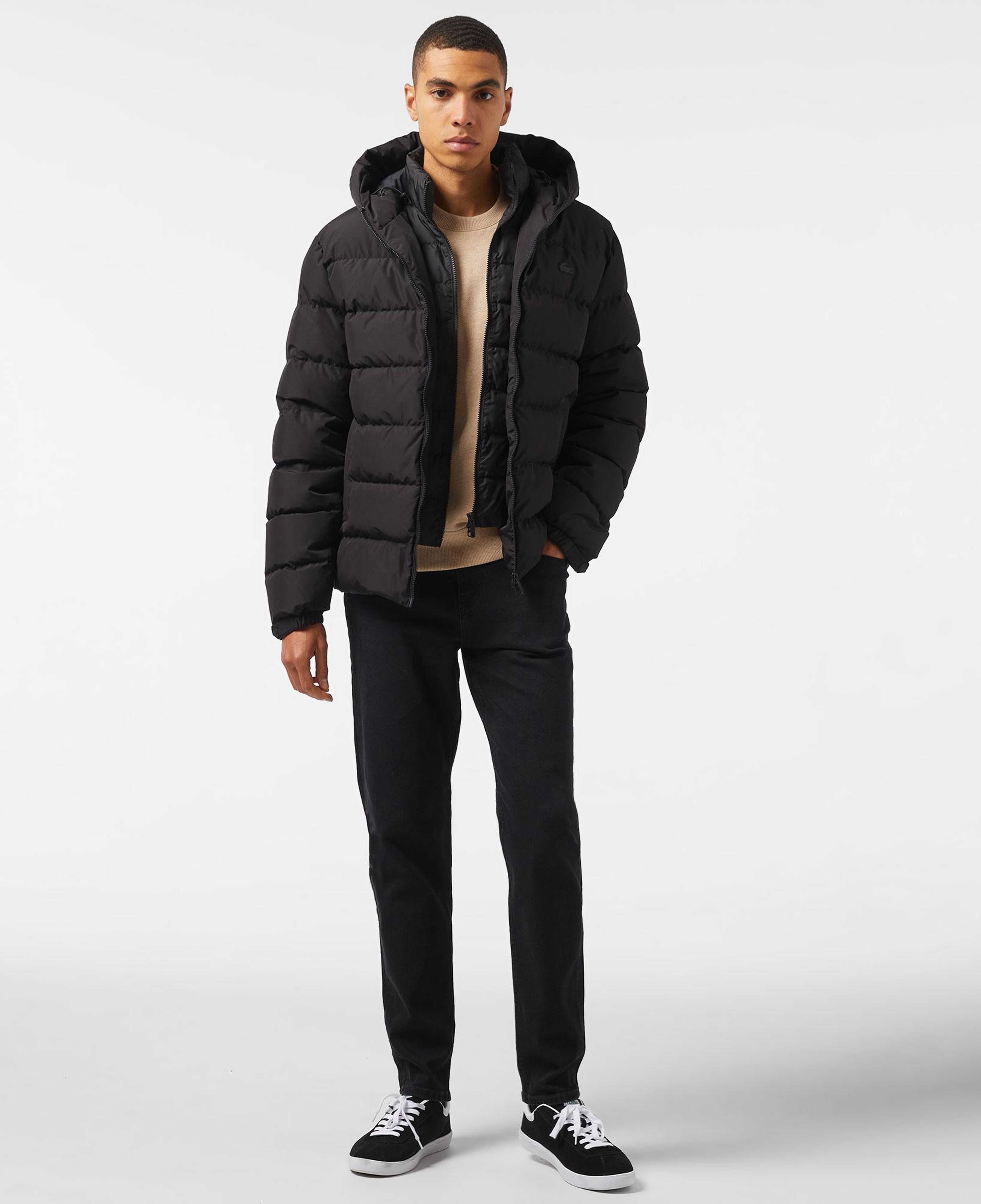Erkek Regular Fit Kapüşonlu Siyah Şişme Mont