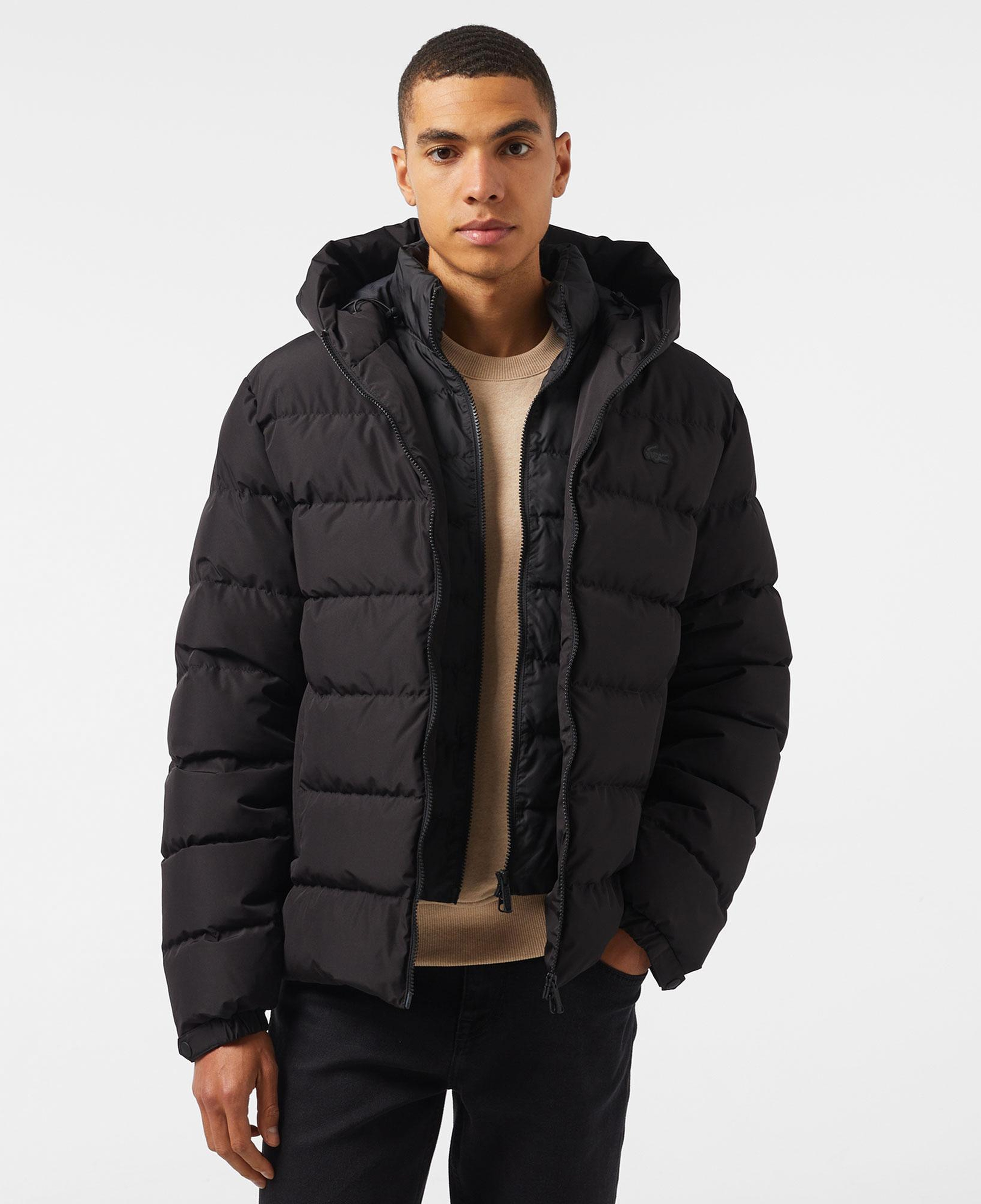 Erkek Regular Fit Kapüşonlu Siyah Şişme Mont