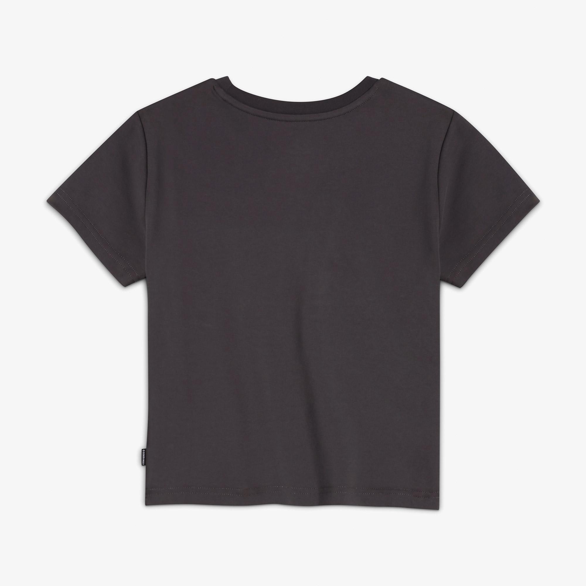 Converse Classic Kadın Slim Fit Baskılı Siyah T-Shirt