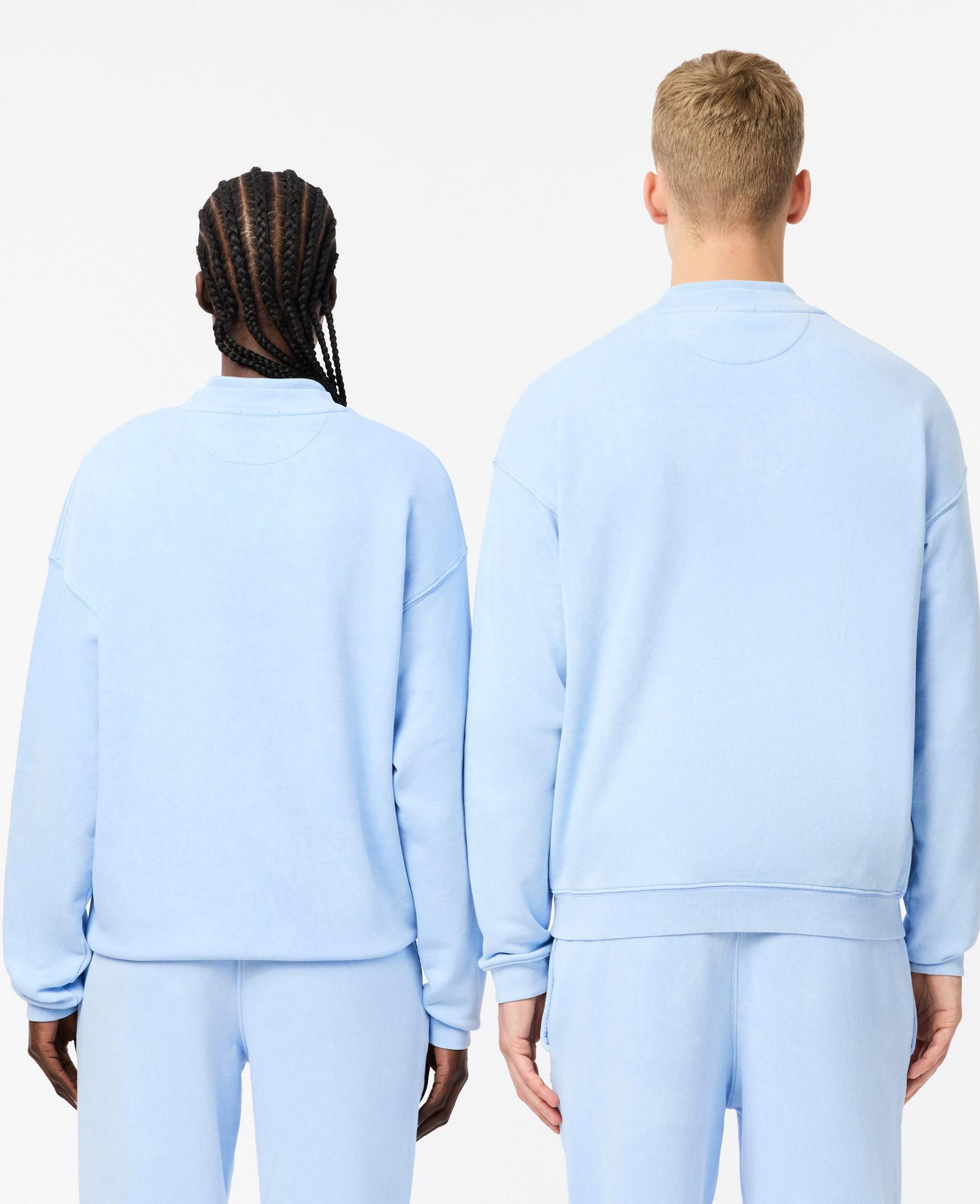 Unisex Loose Fit Bisiklet Yaka Açık Mavi Sweatshirt