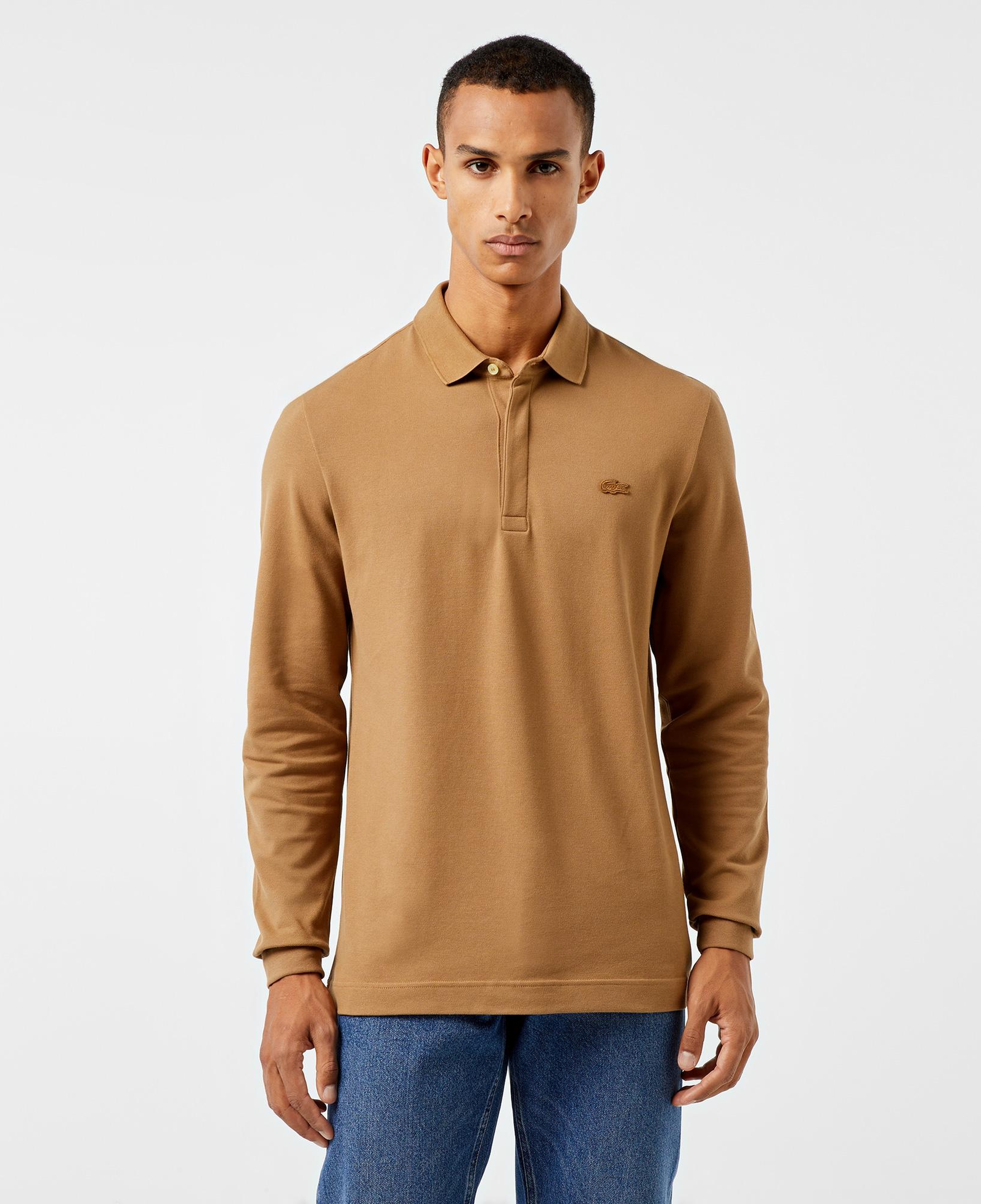 Erkek Regular Fit Uzun Kollu Kahverengi Paris Polo