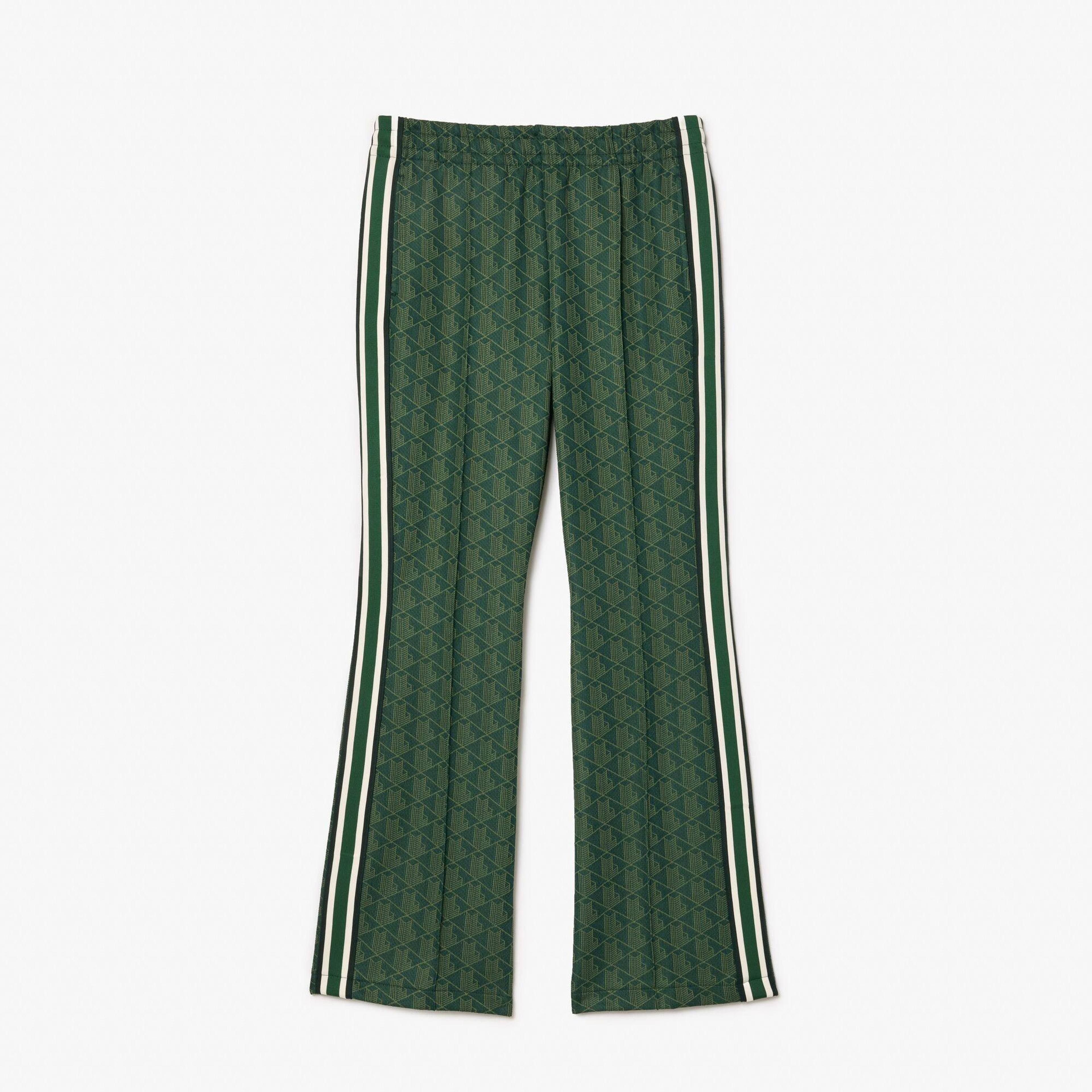 Kadın Flare Fit Monogram Koyu Yeşil Eşofman Altı