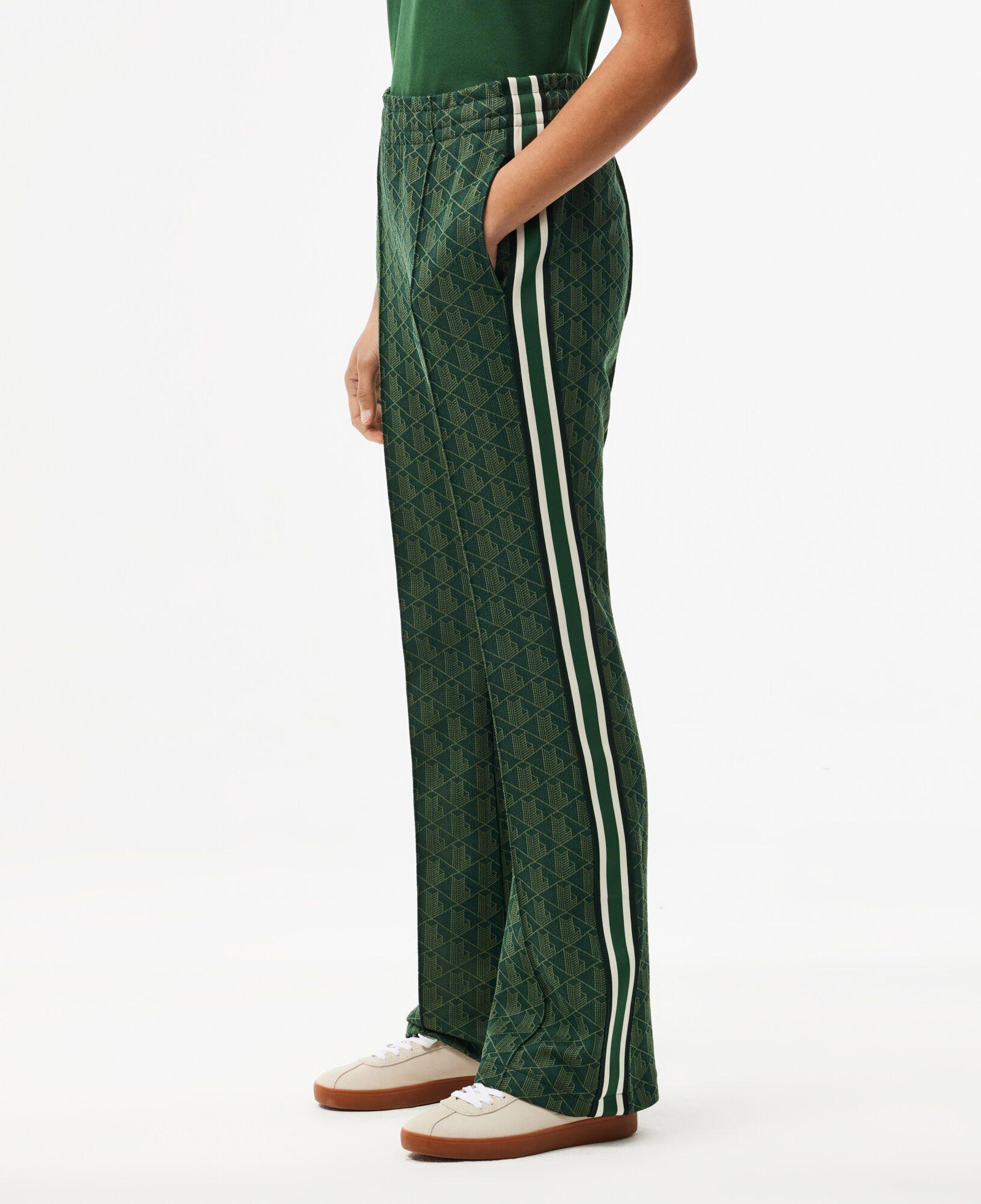 Kadın Flare Fit Monogram Koyu Yeşil Eşofman Altı
