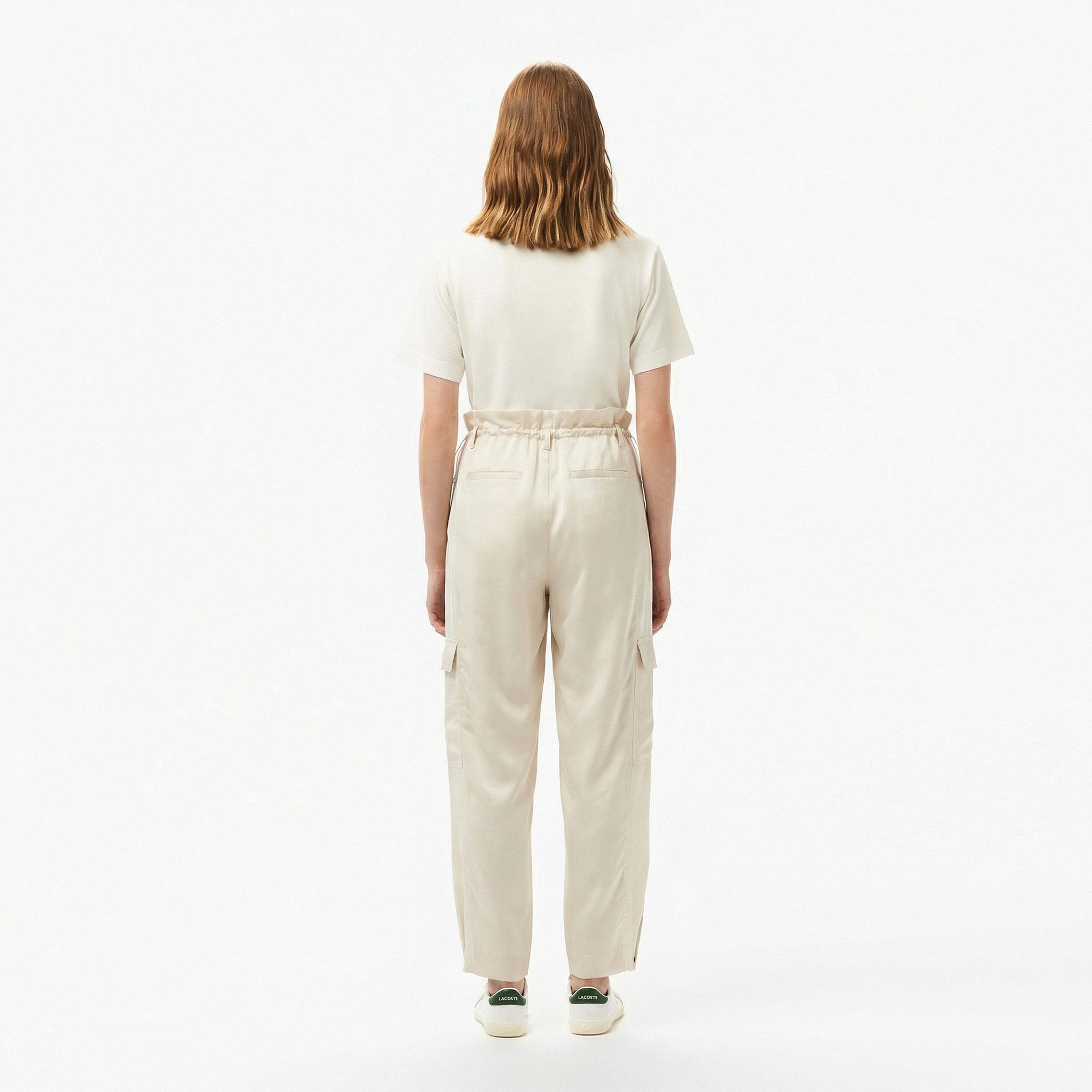 Kadın Oversize Fit Krem Kargo Pantolon
