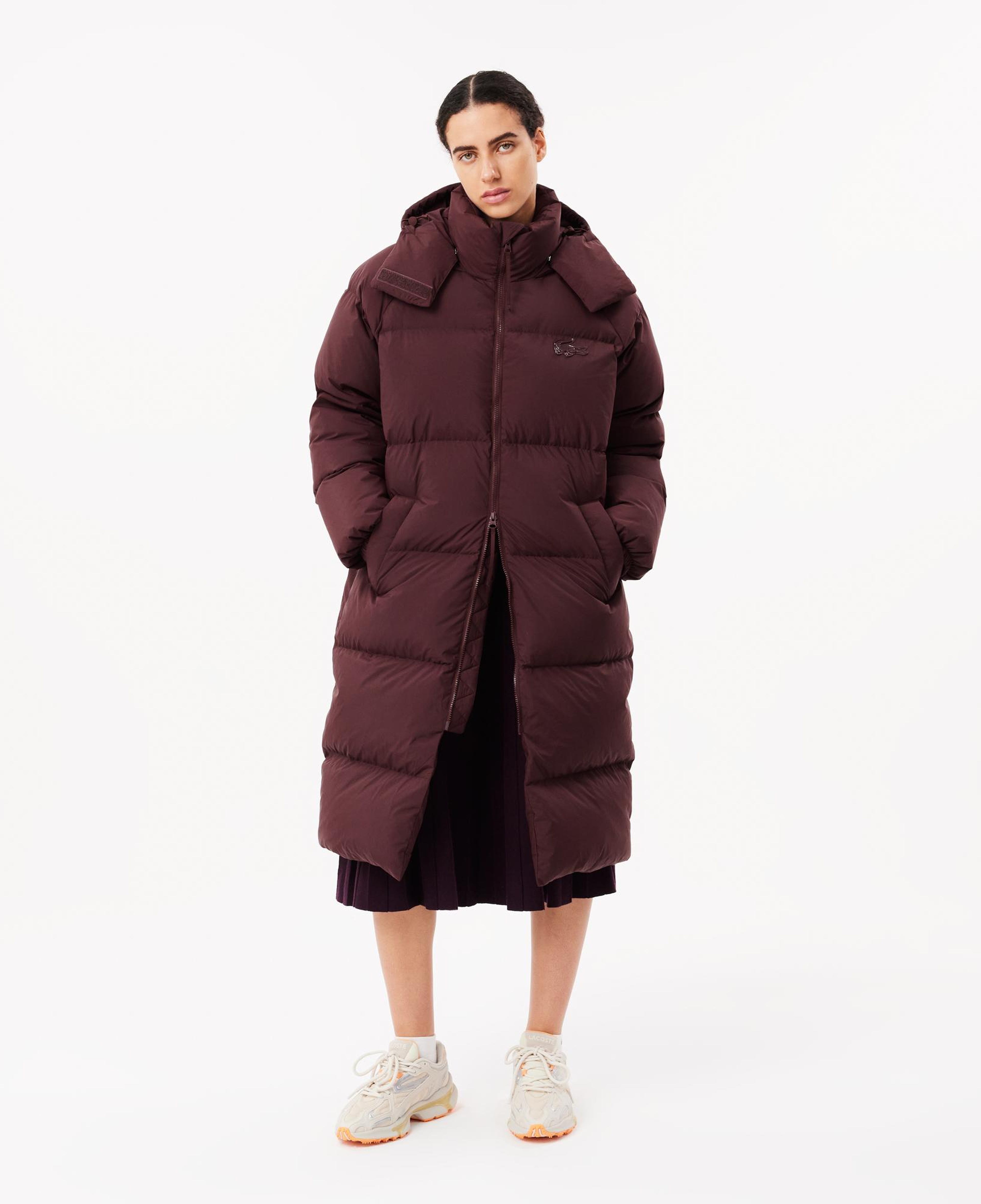 Kadın Oversize Fit Kapüşonlu Bordo Mont