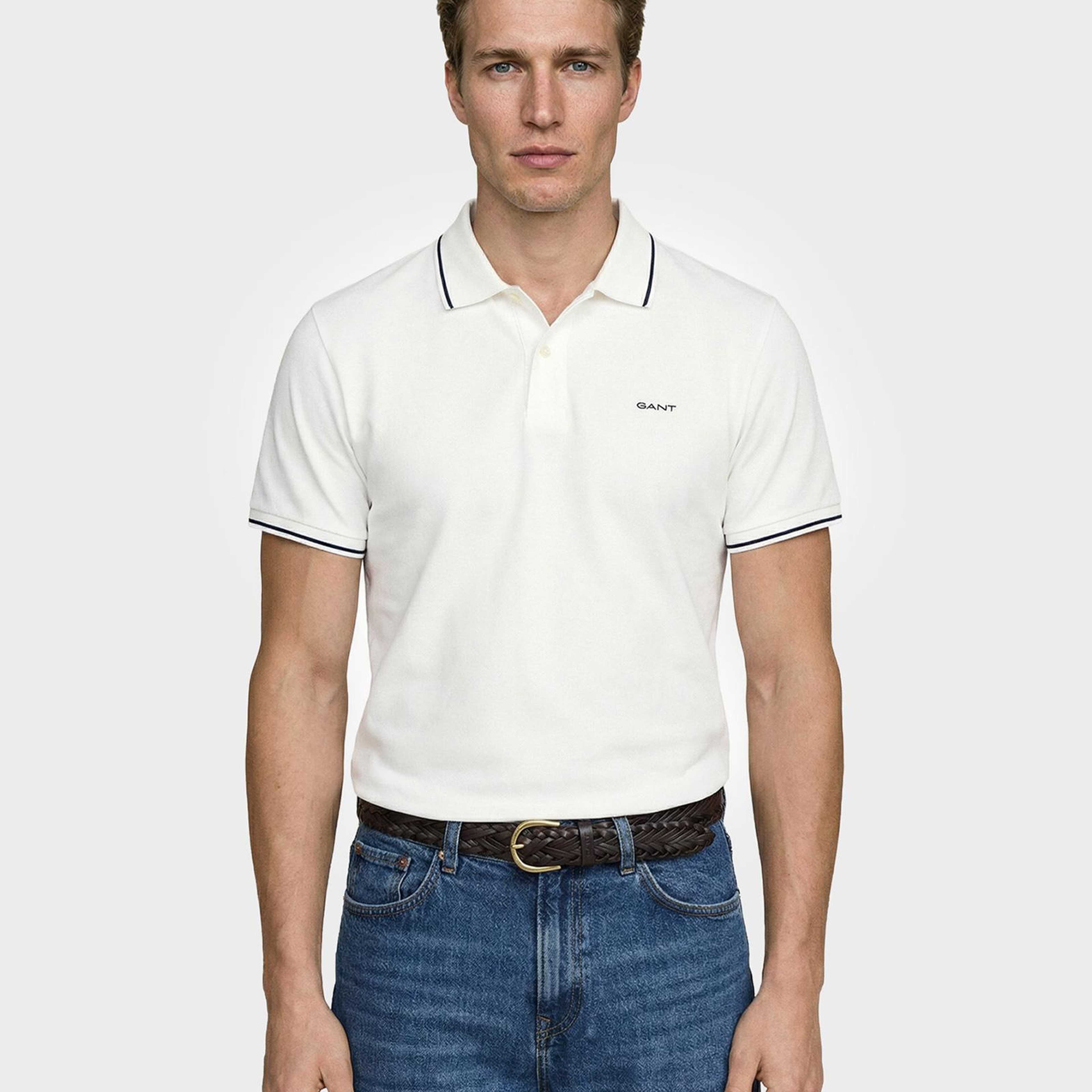 GANT Erkek Beyaz Regular Fit Polo Yaka T-Shirt