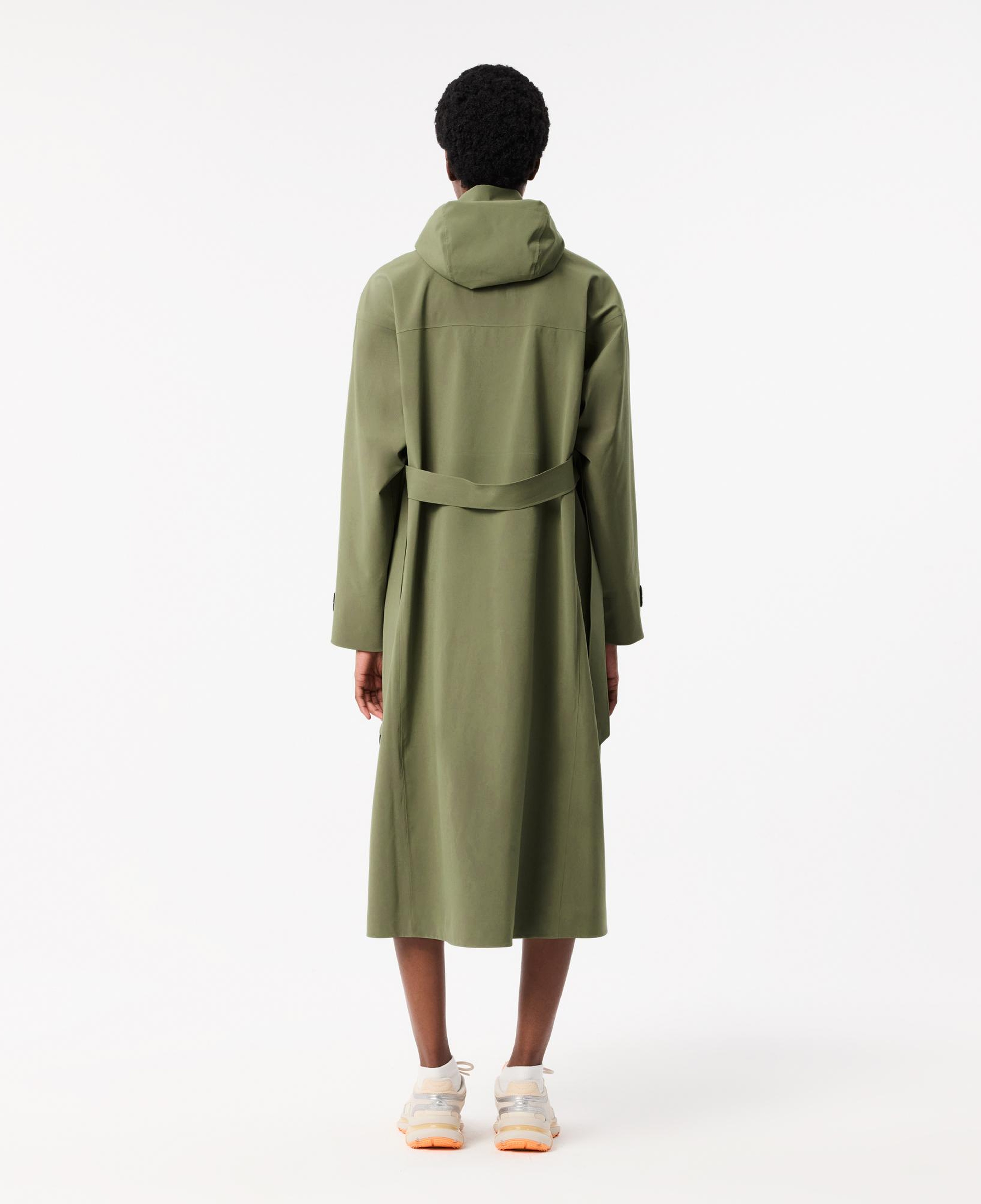 Kadın Oversize Fit Kapüşonlu Haki Trençkot
