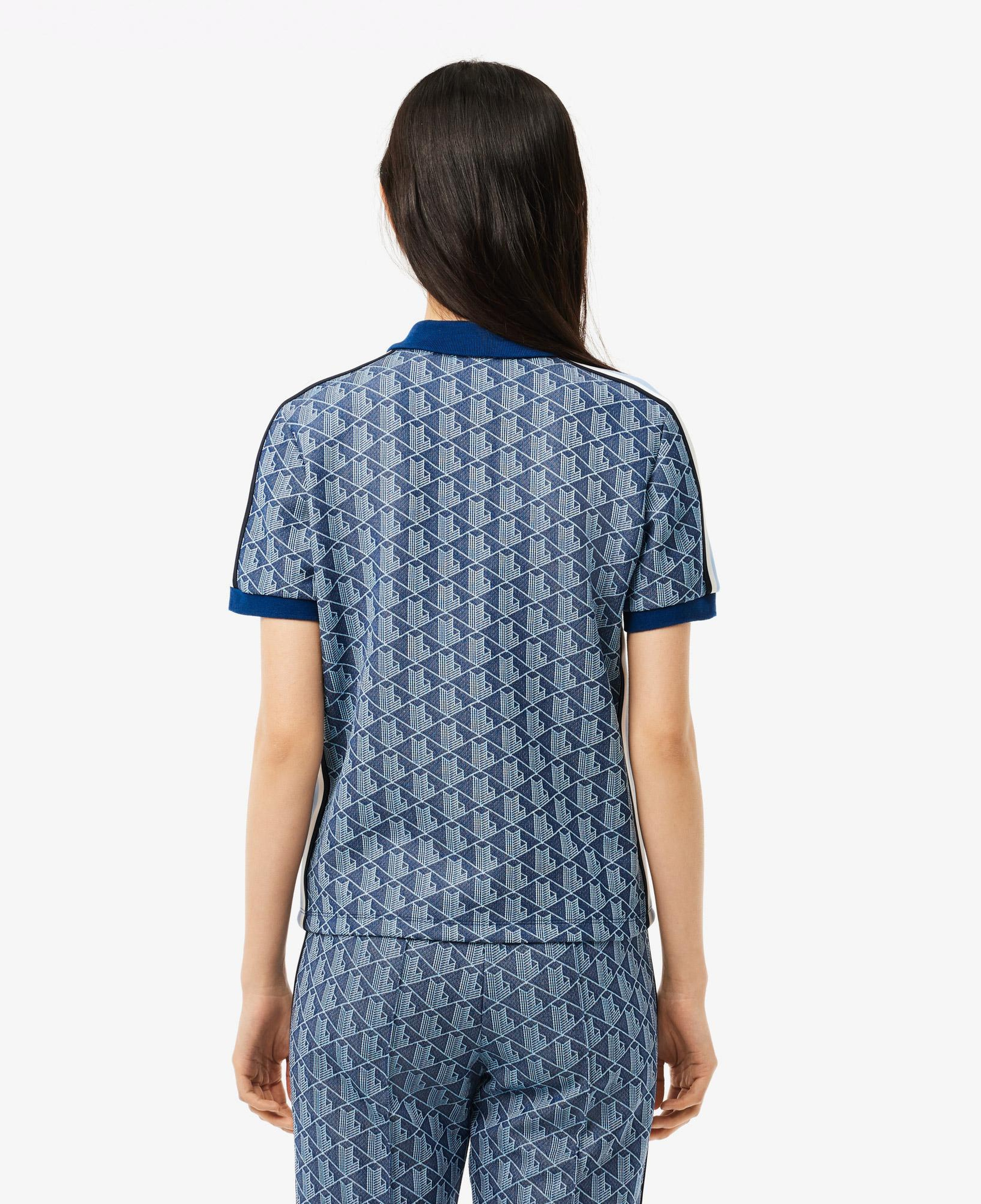 Kadın Slim Fit Monogram Koyu Mavi Polo