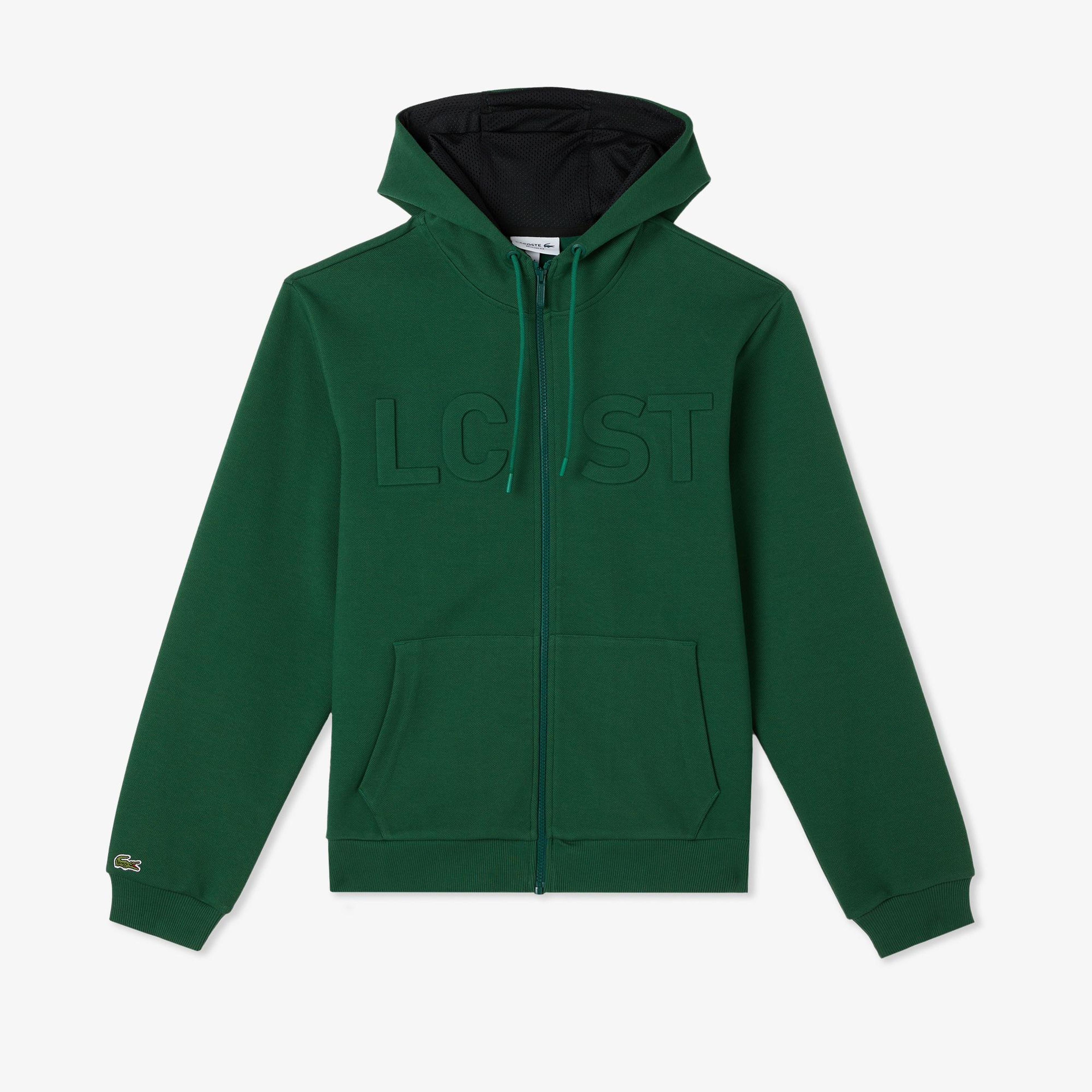 Erkek Relaxed Fit Kapüşonlu Baskılı Yeşil Sweatshirt