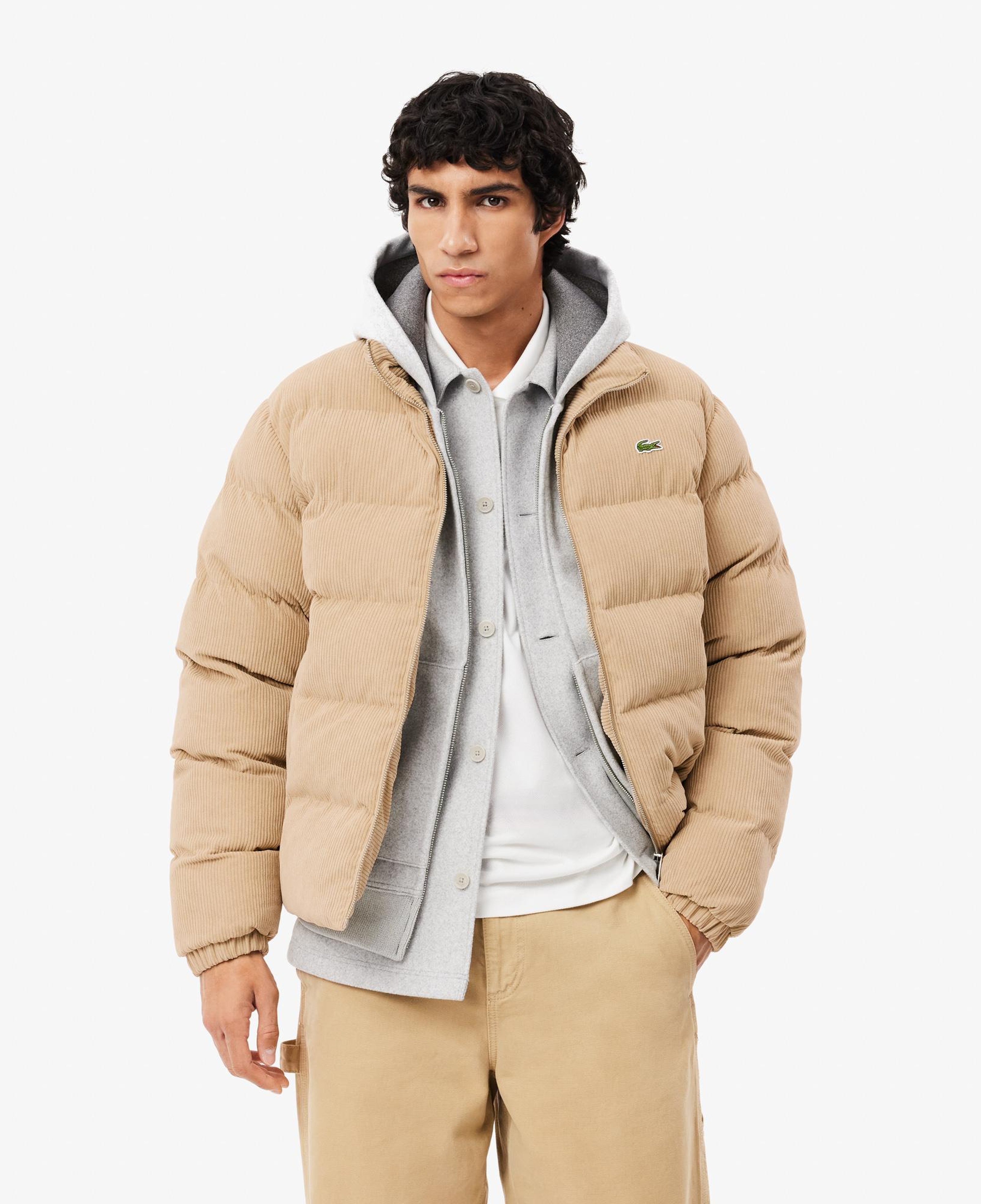 Erkek Relaxed Fit Dik Yaka Kahverengi Şişme Mont