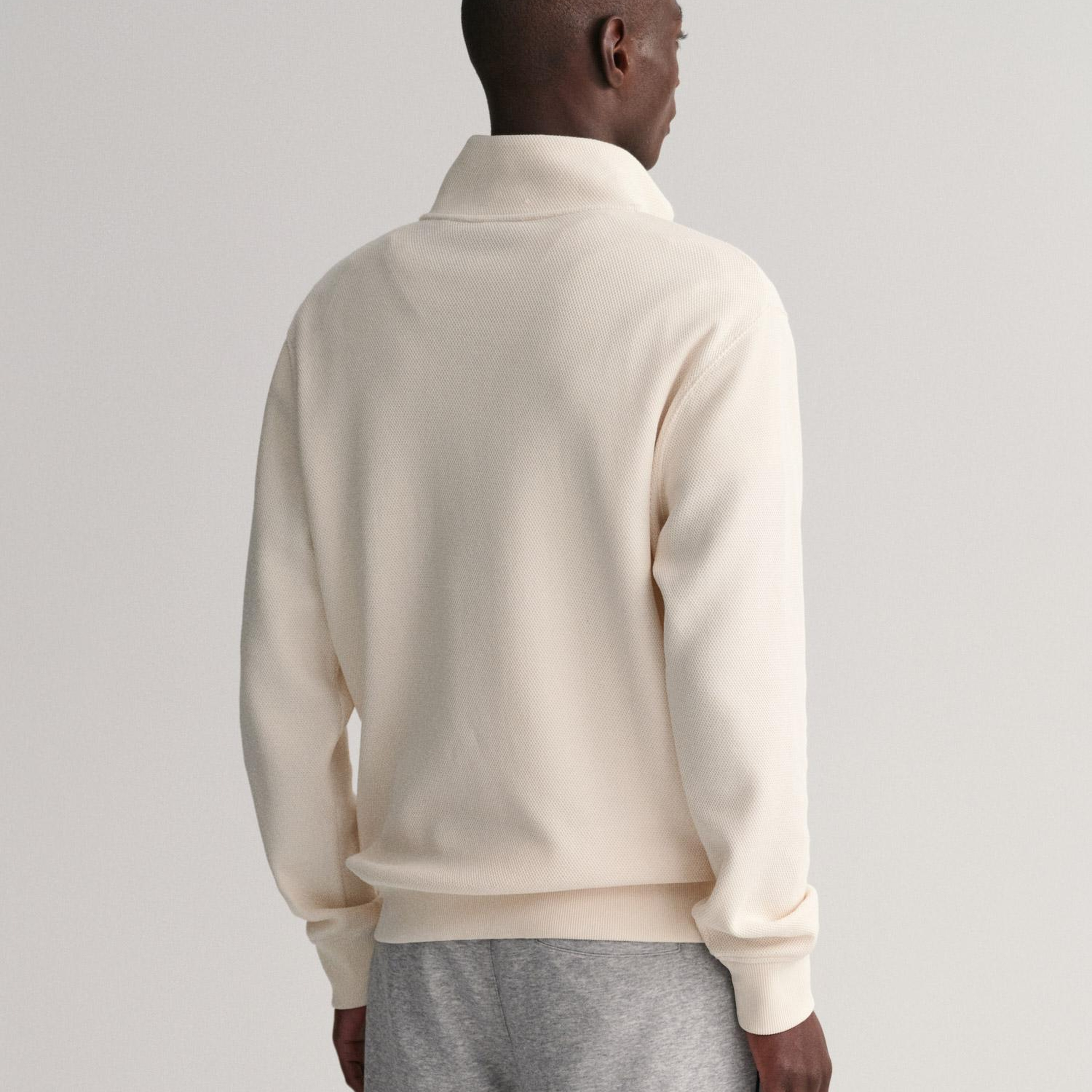 GANT Erkek Krem Regular Fit Yarım Fermuarlı Sweatshirt
