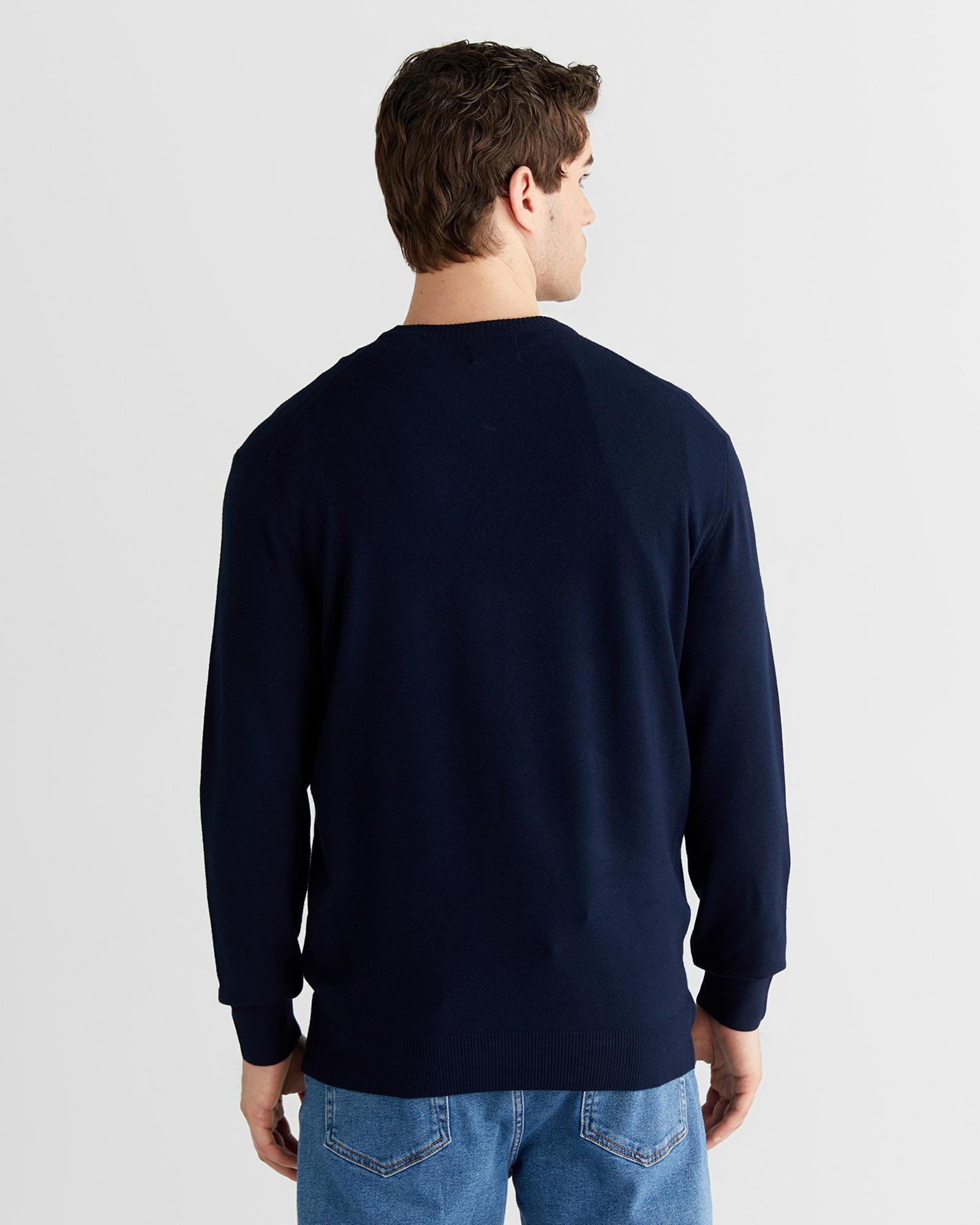 GANT Erkek Lacivert Standart Fit Bisiklet Yaka Triko