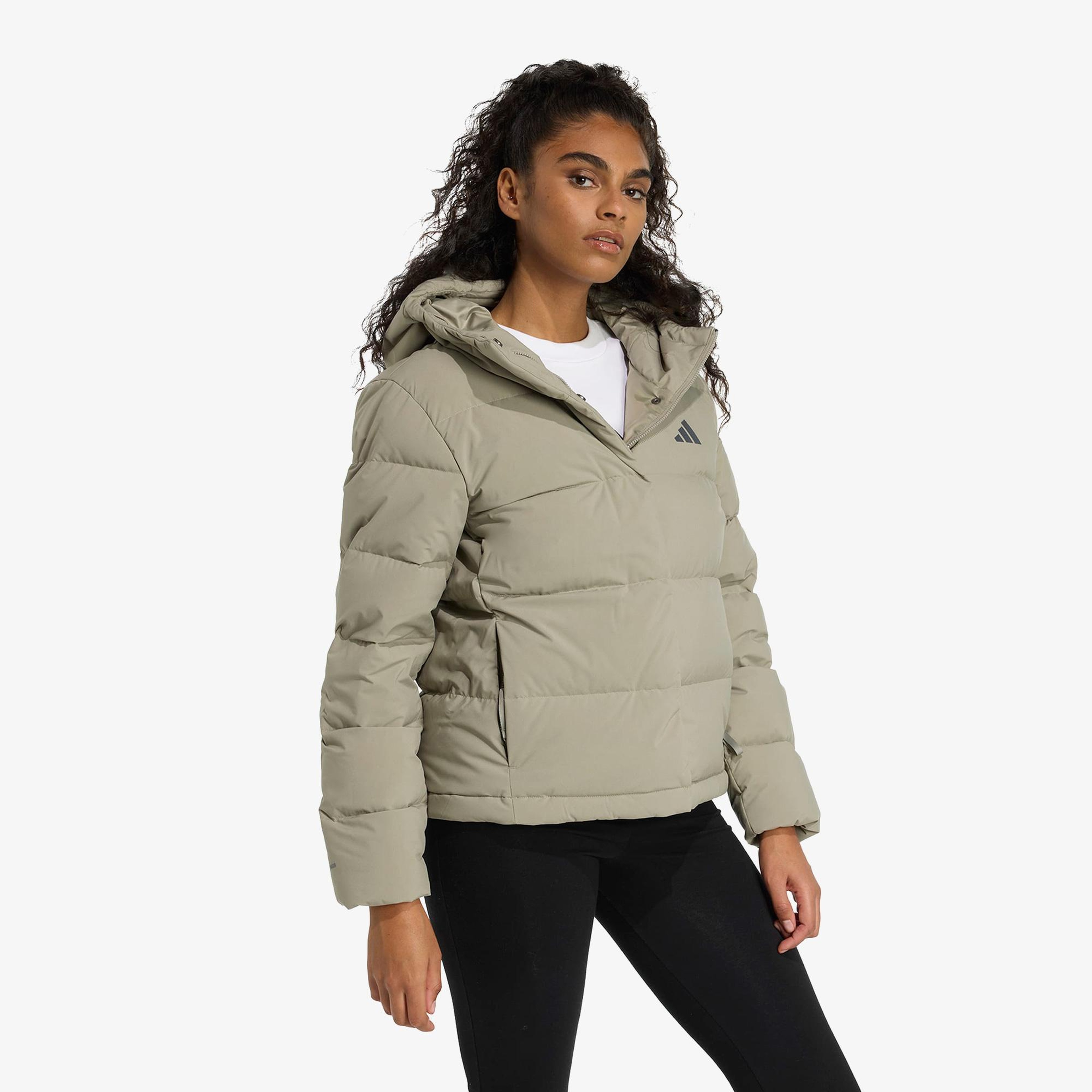 adidas Helionic Climawarm Dolgulu Kapüşonlu Kadın Yeşil Outdoor Montu
