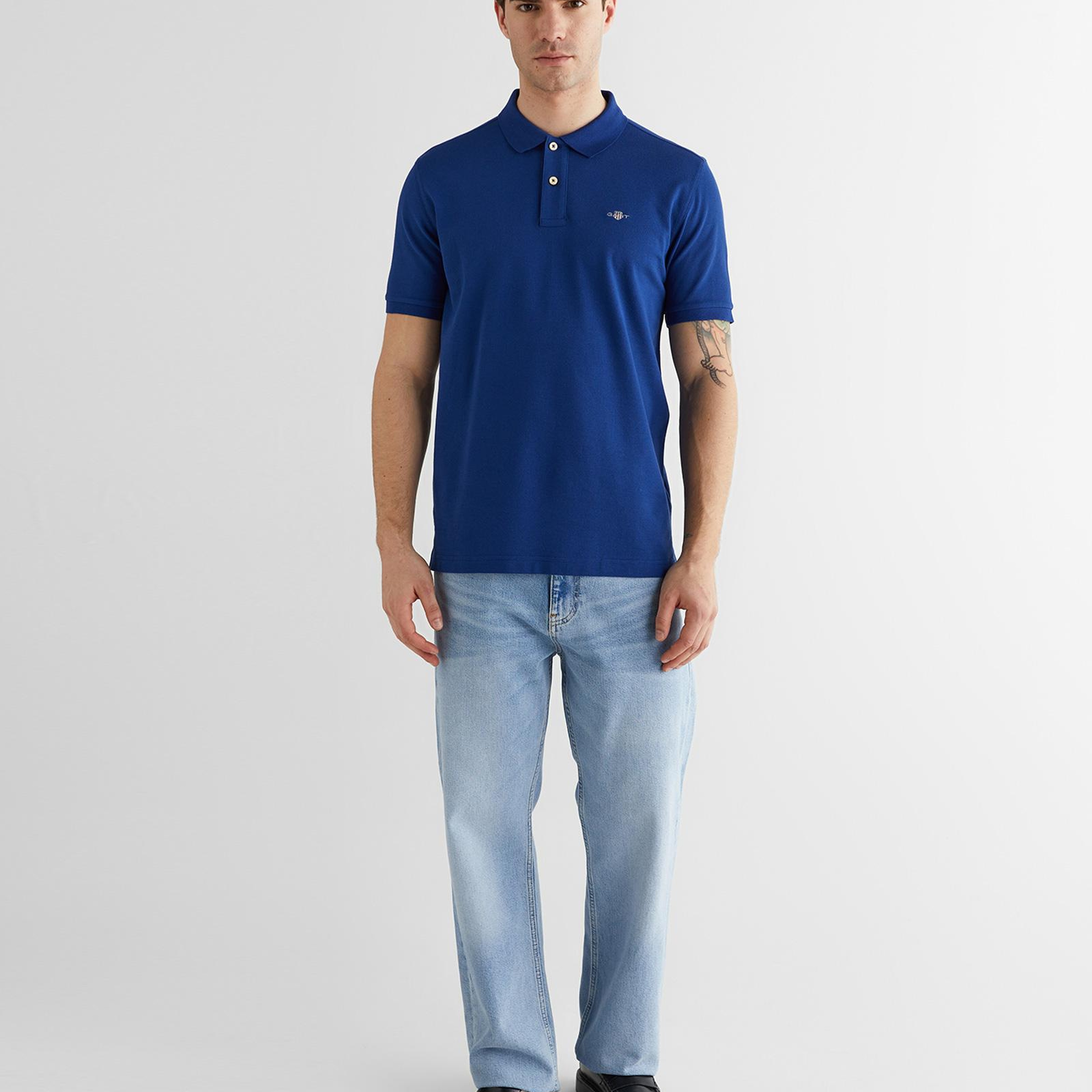 GANT Erkek Mavi Regular Fit Logolu Polo Yaka T-Shirt