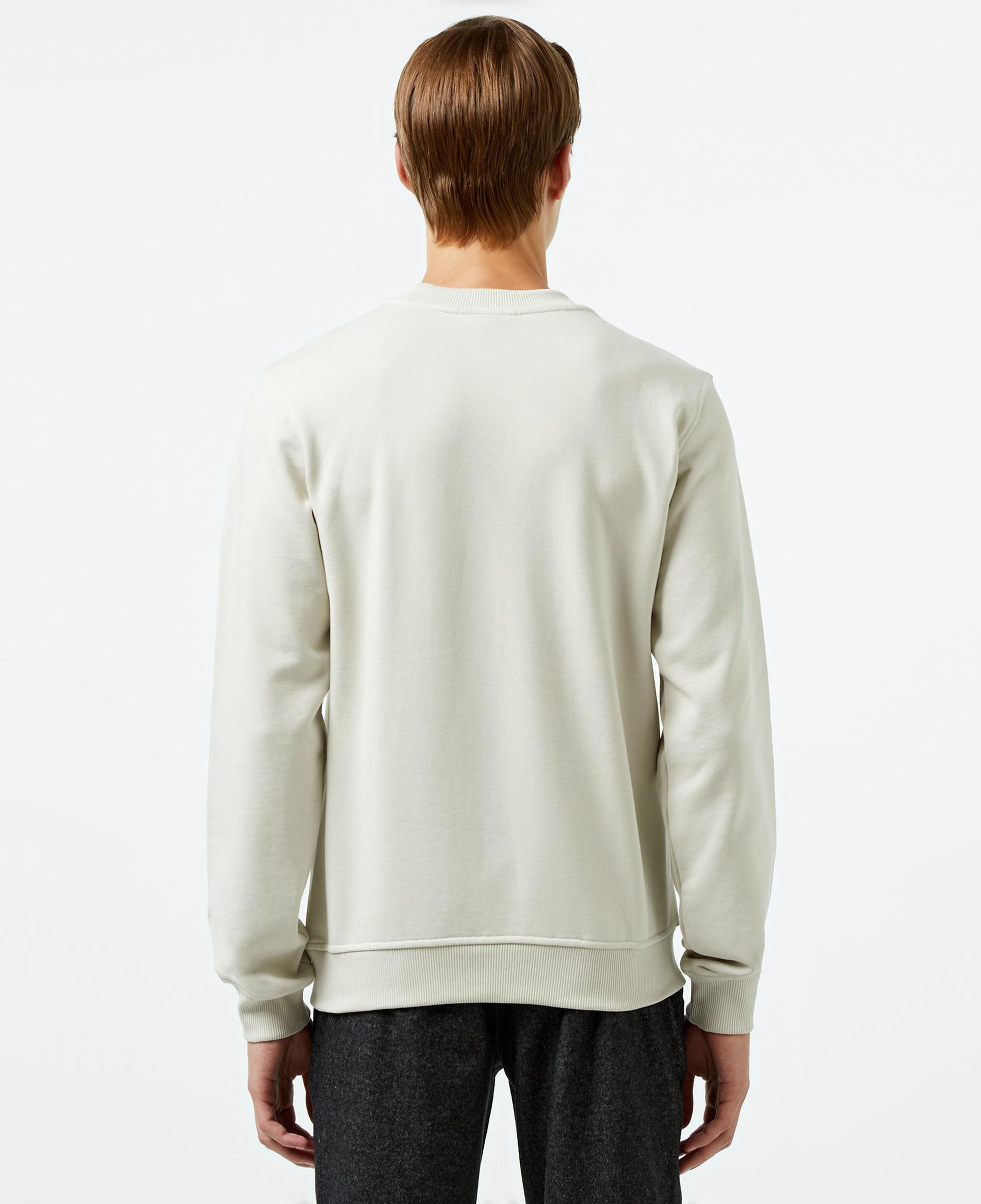 Erkek Relaxed Fit Bisiklet Yaka Baskılı Krem Sweatshirt