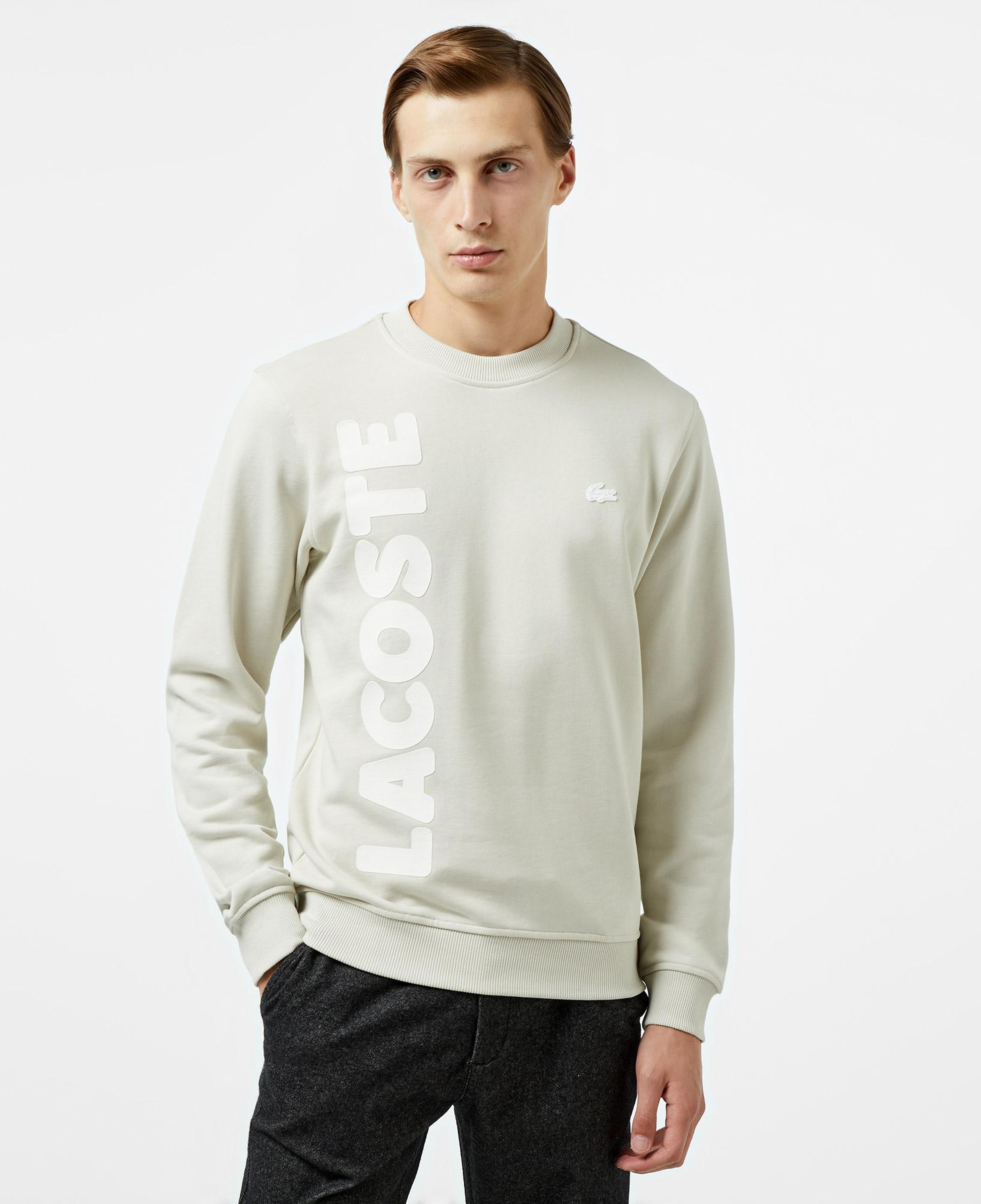 Erkek Relaxed Fit Bisiklet Yaka Baskılı Krem Sweatshirt