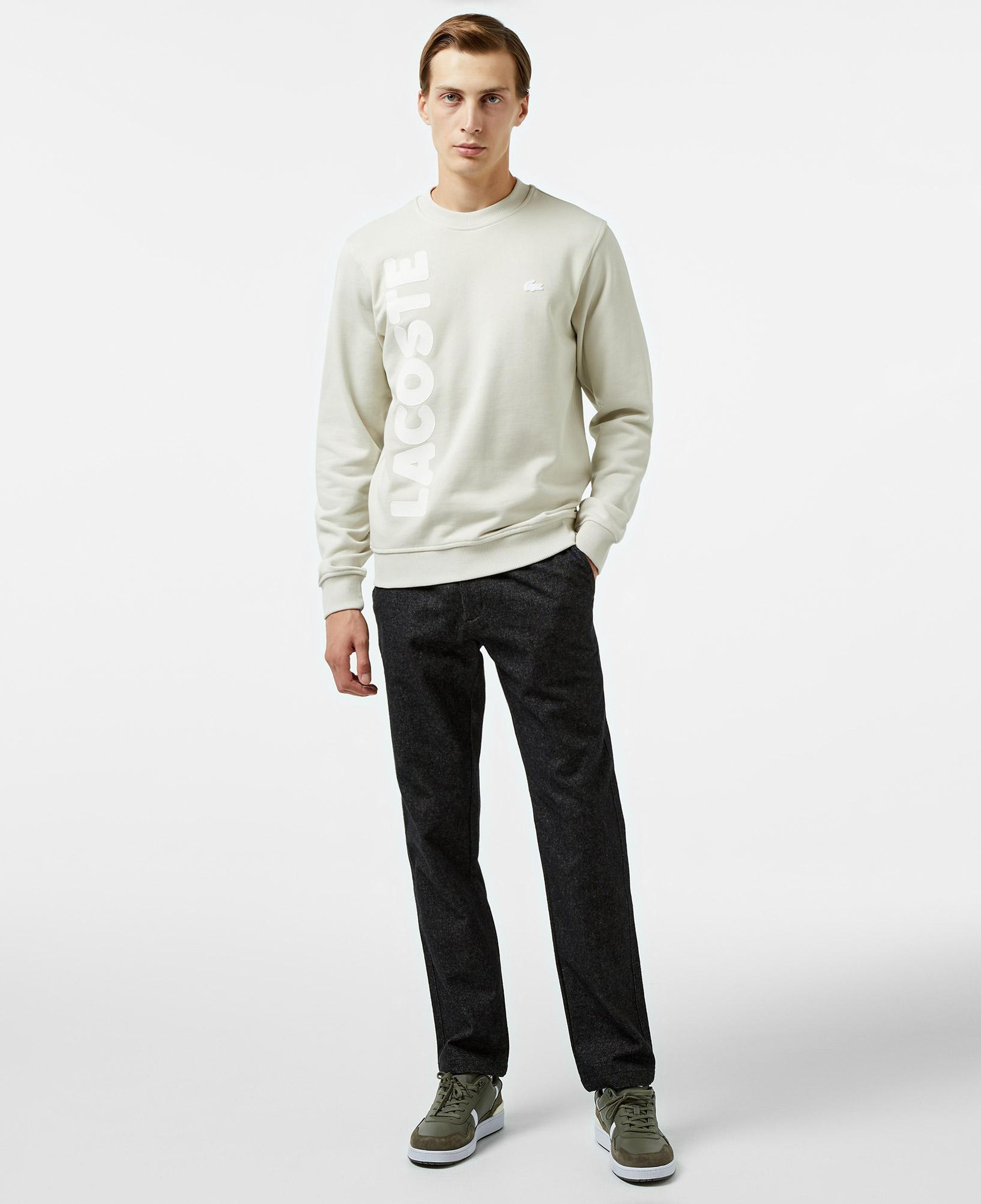 Erkek Relaxed Fit Bisiklet Yaka Baskılı Krem Sweatshirt