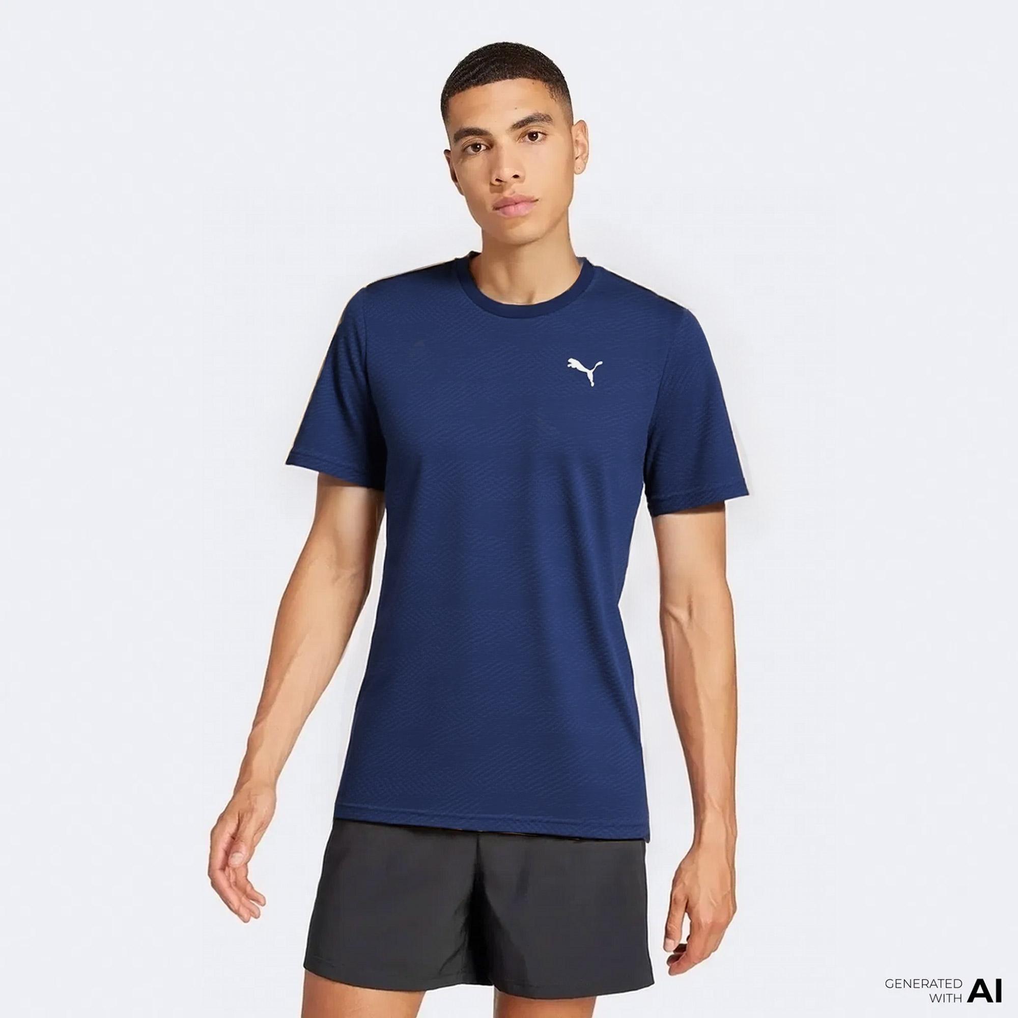 Puma Flex Jacquard Erkek Lacivert Antrenman T-Shirt