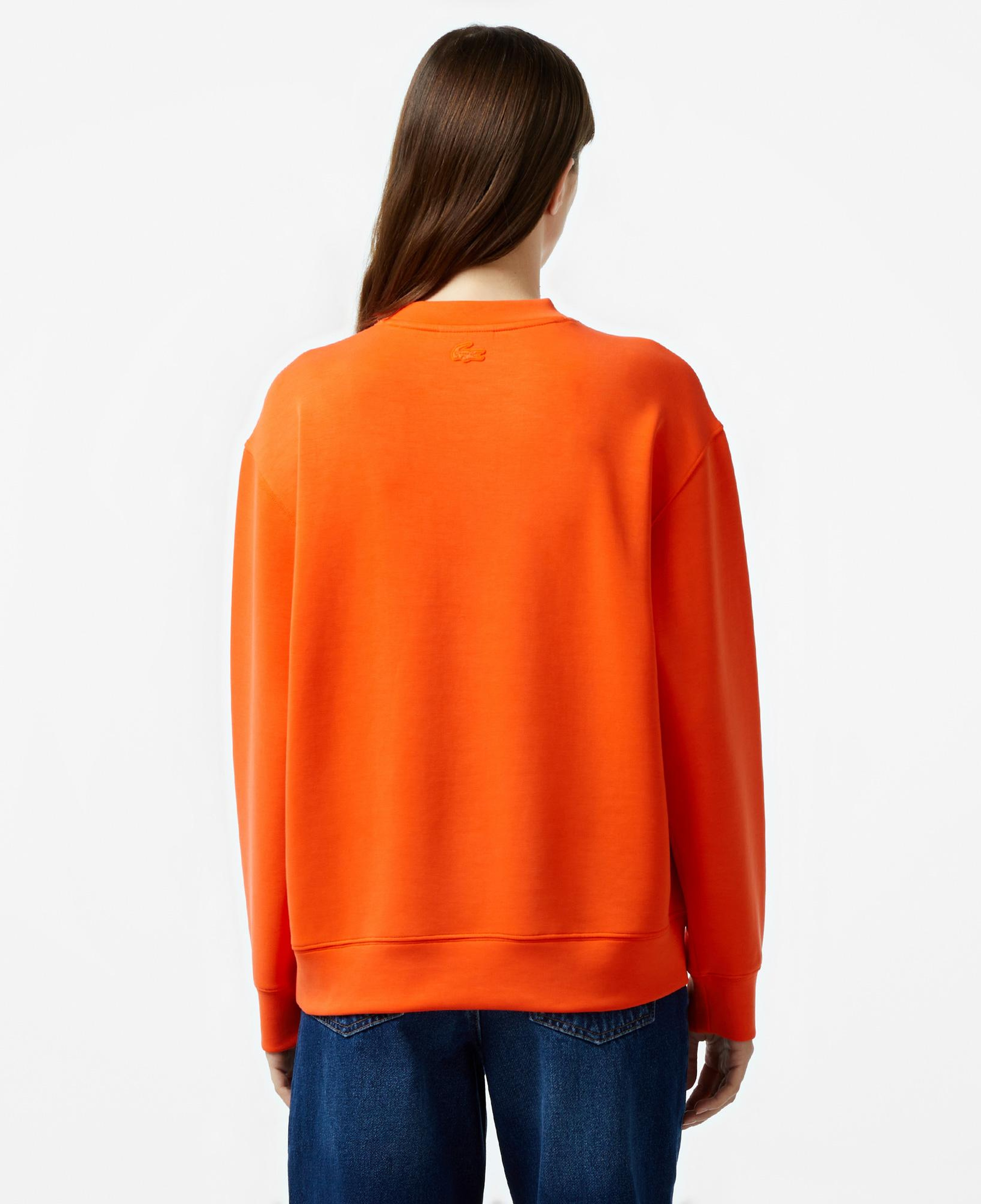 Kadın Oversize Fit Bisiklet Yaka Baskılı Turuncu Sweatshirt