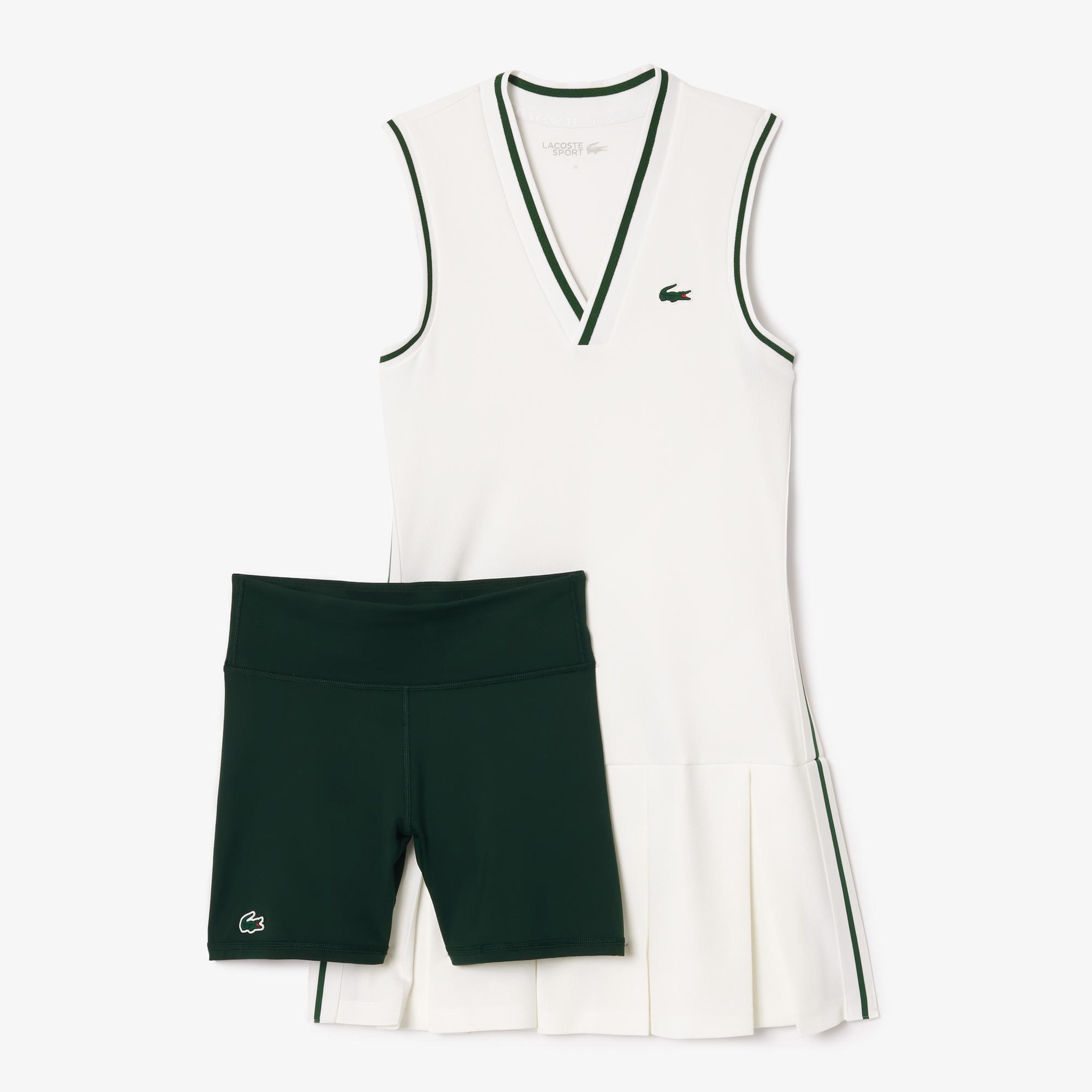 Kadın Flare Fit Kolsuz V Yaka Beyaz Elbise