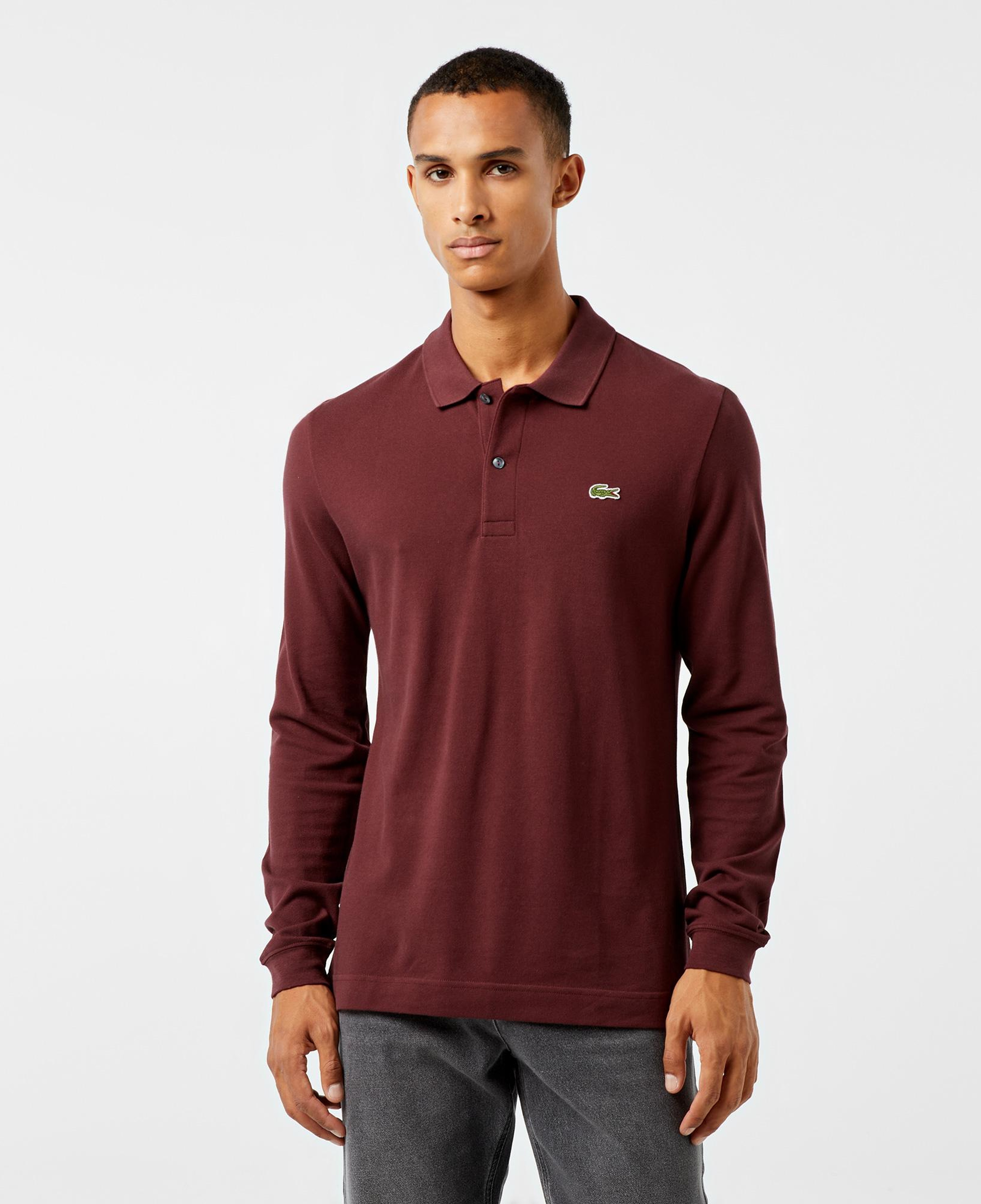 L.12.12 Erkek Slim Fit Uzun Kollu Bordo Polo