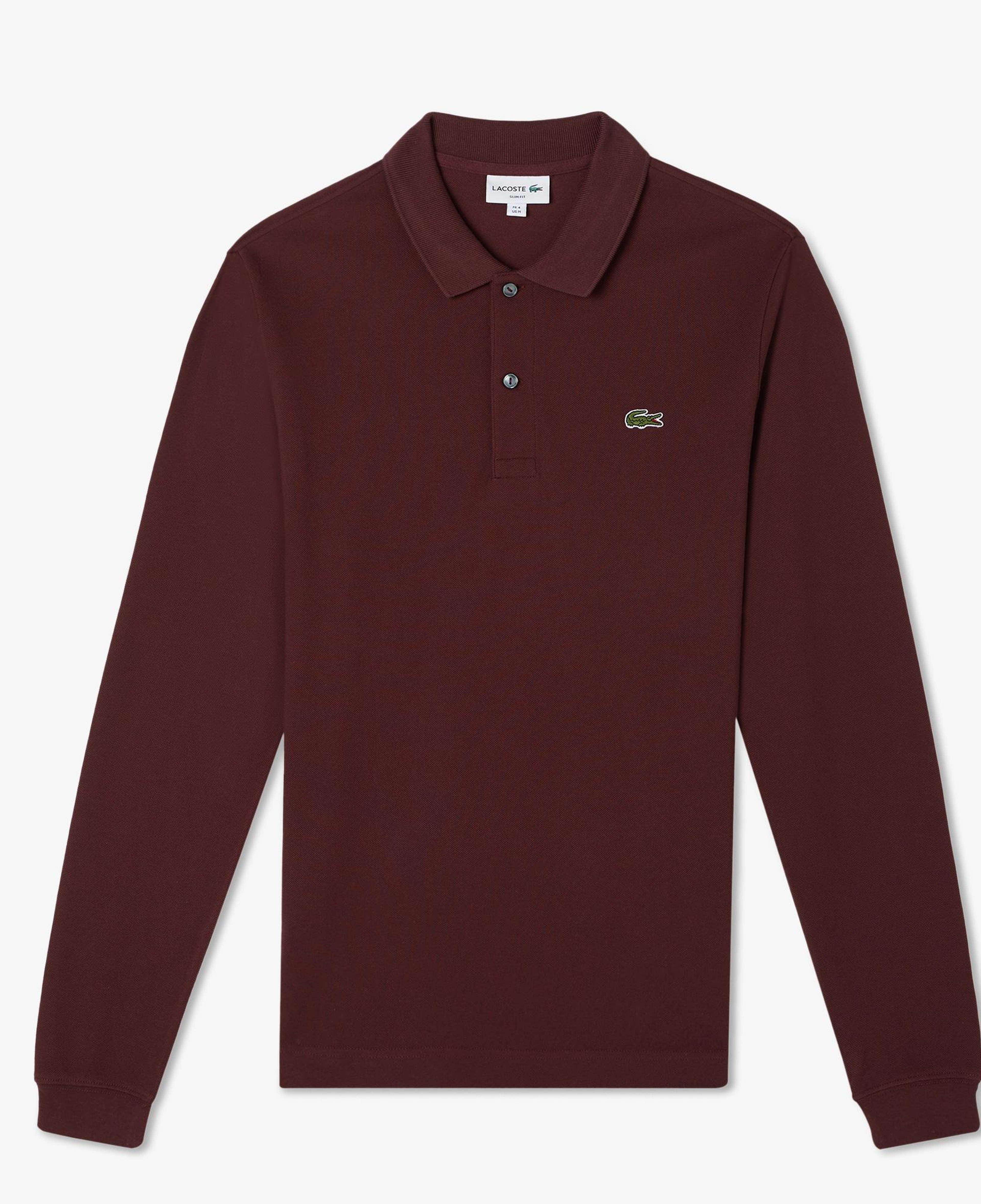 L.12.12 Erkek Slim Fit Uzun Kollu Bordo Polo