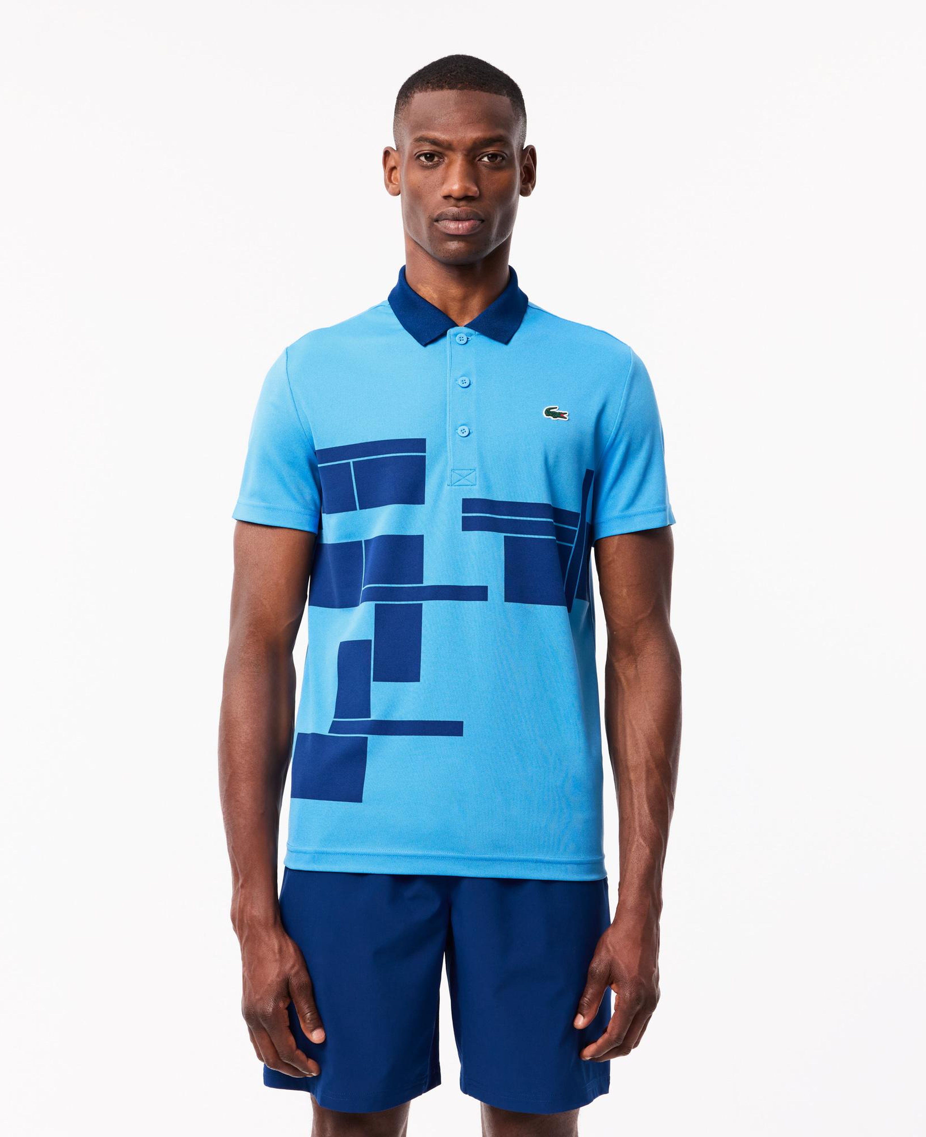 Erkek Regular Fit Baskılı Mavi Polo