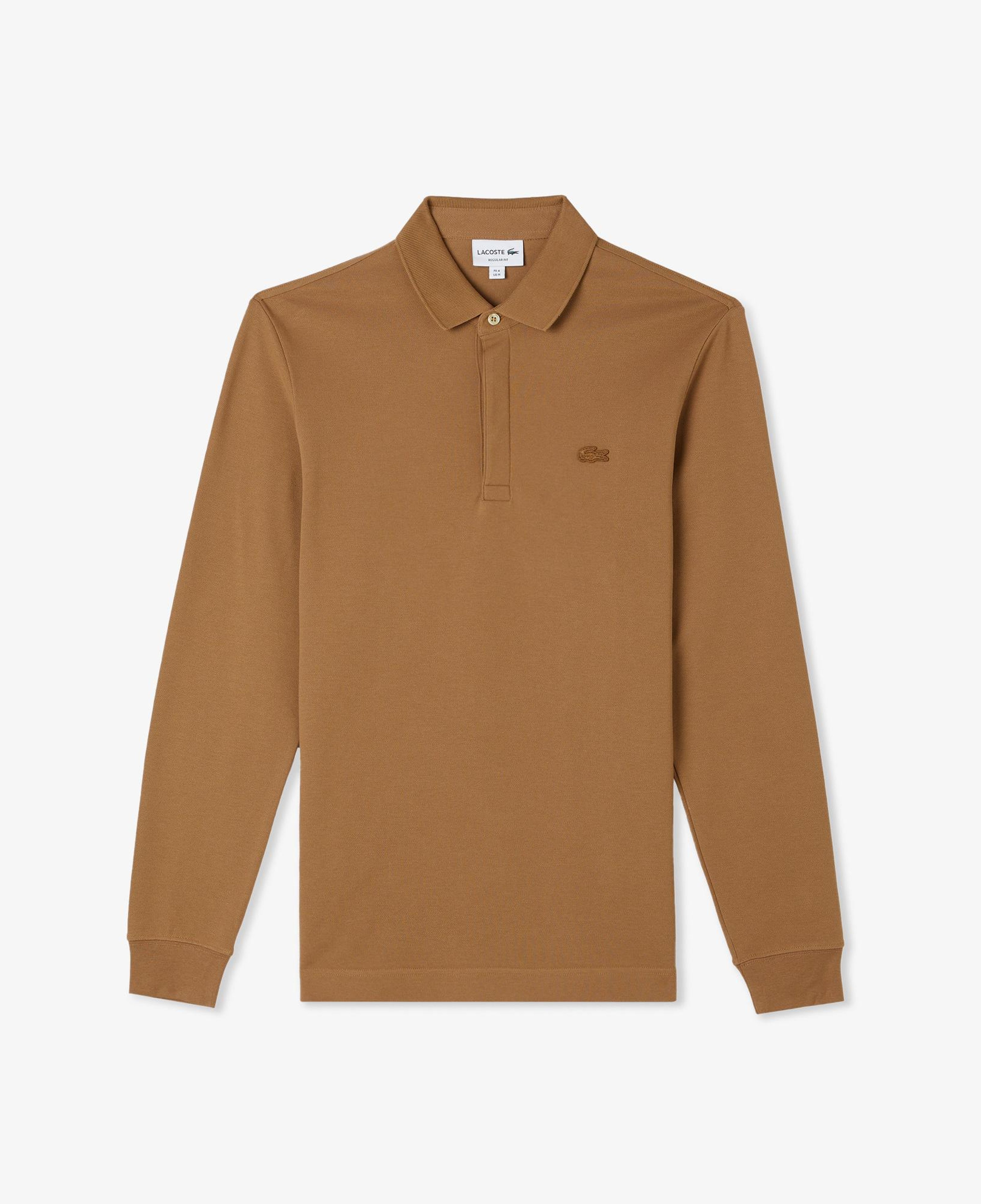 Erkek Regular Fit Uzun Kollu Kahverengi Paris Polo