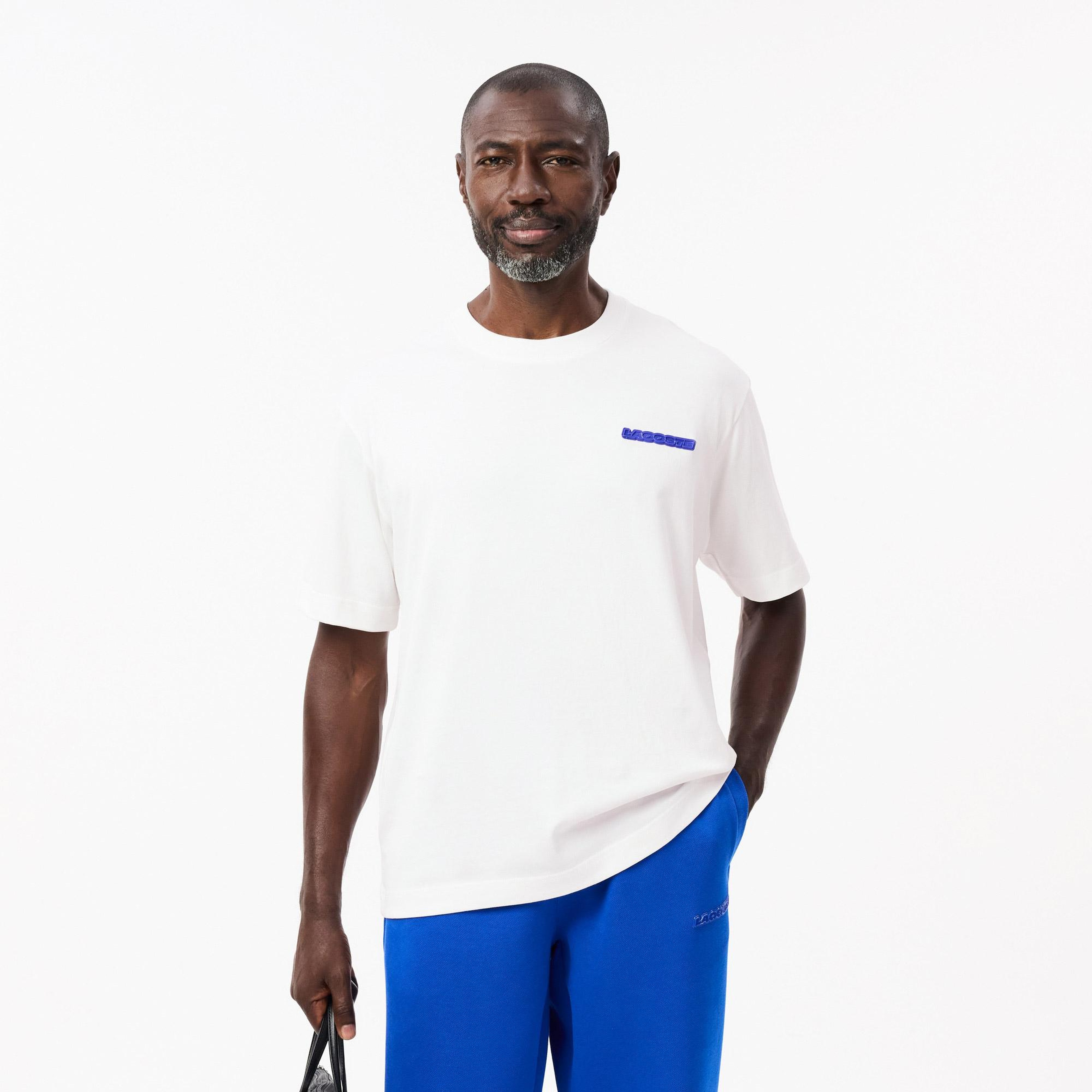 Erkek Loose Fit Bisiklet Yaka Baskılı Beyaz T-Shirt