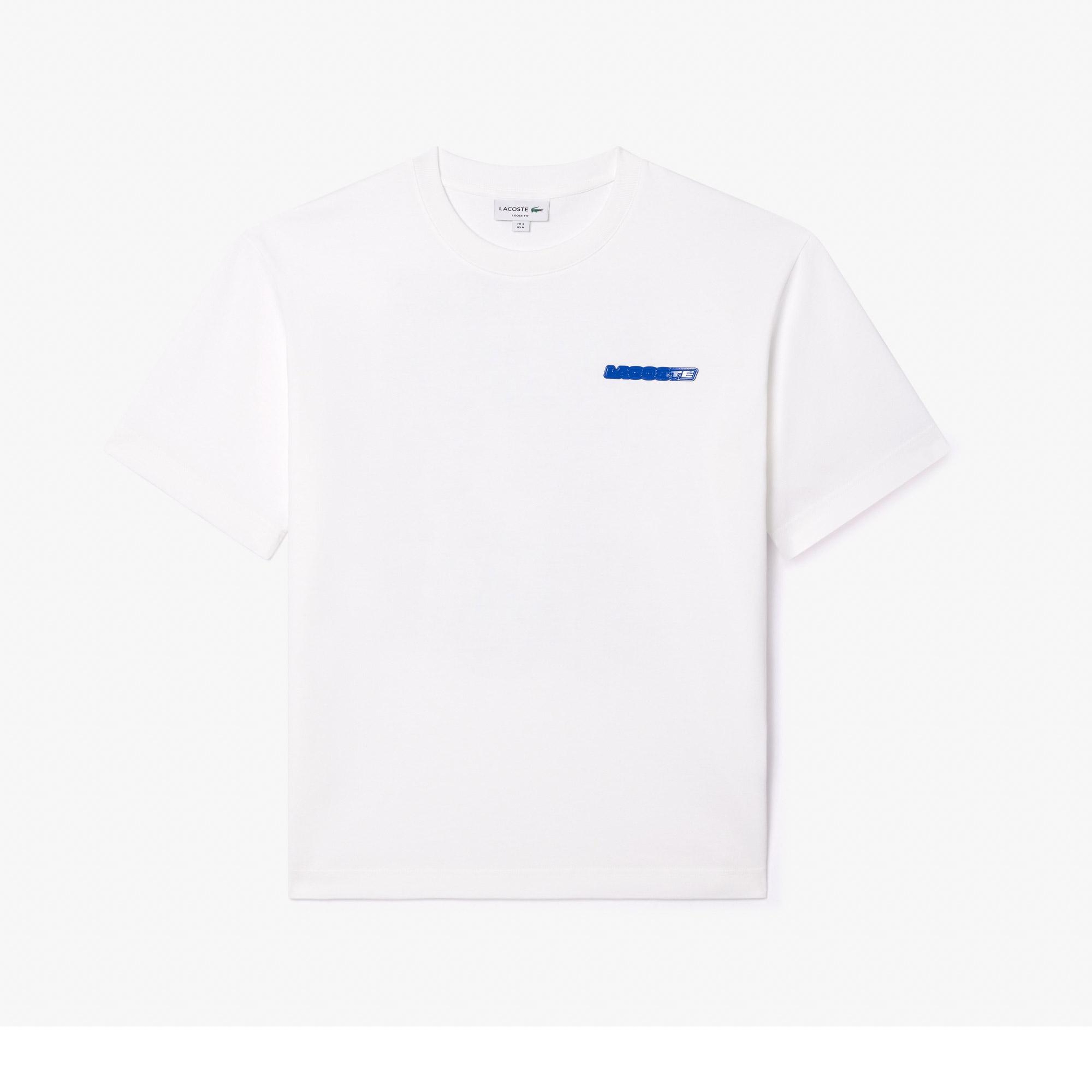 Erkek Loose Fit Bisiklet Yaka Baskılı Beyaz T-Shirt