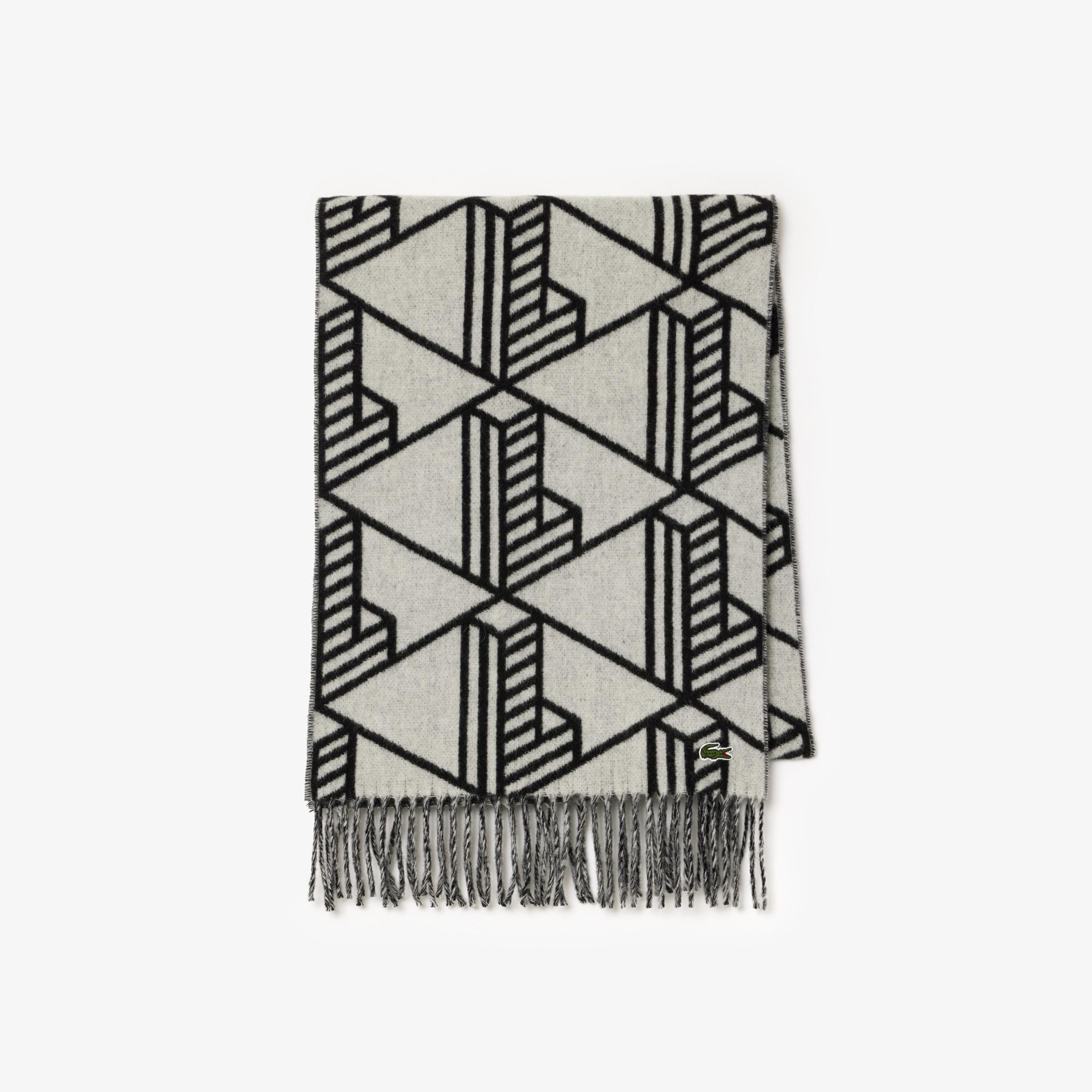 Unisex Monogram Çift Taraflı Siyah Atkı