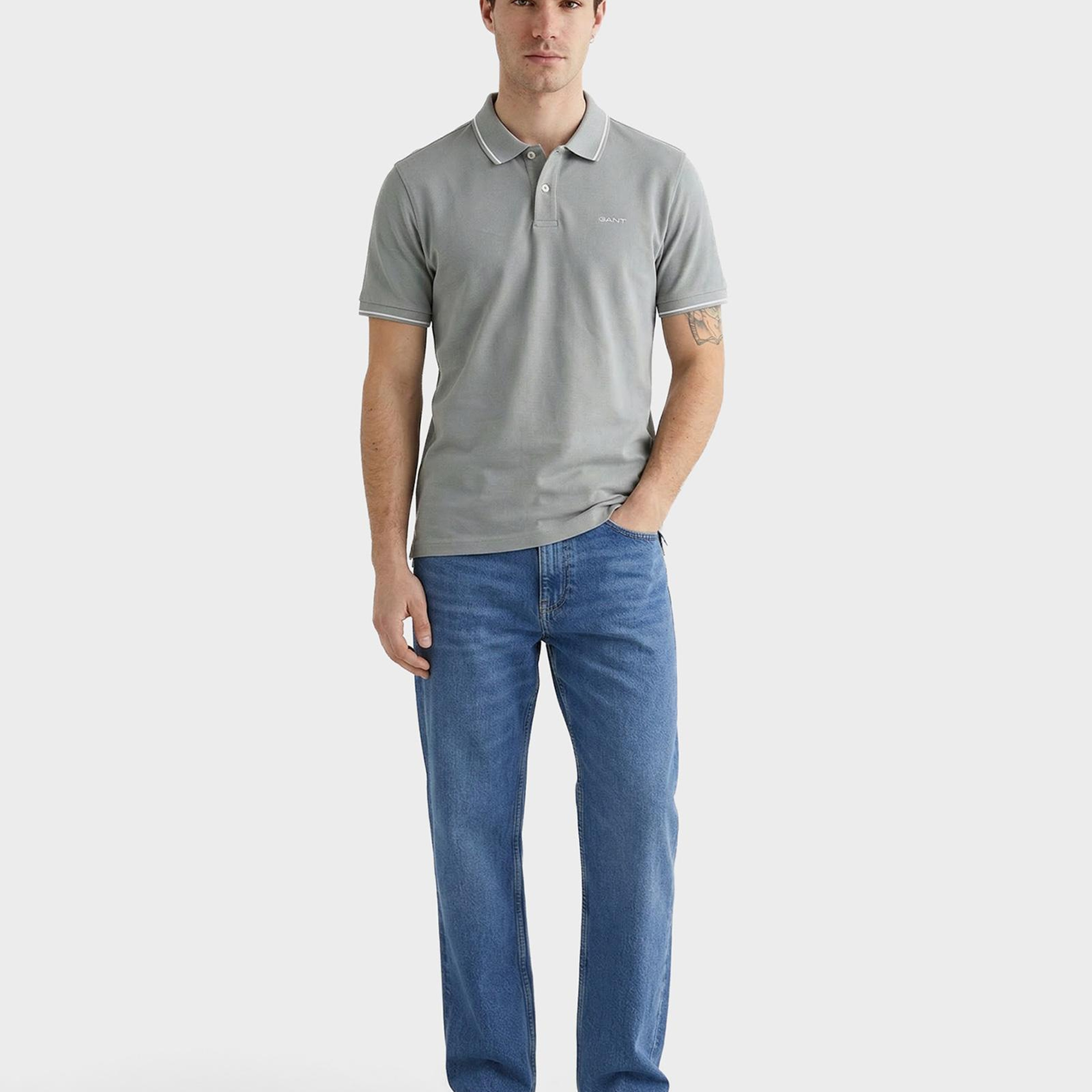 GANT Erkek Yeşil Regular Fit Polo Yaka T-Shirt