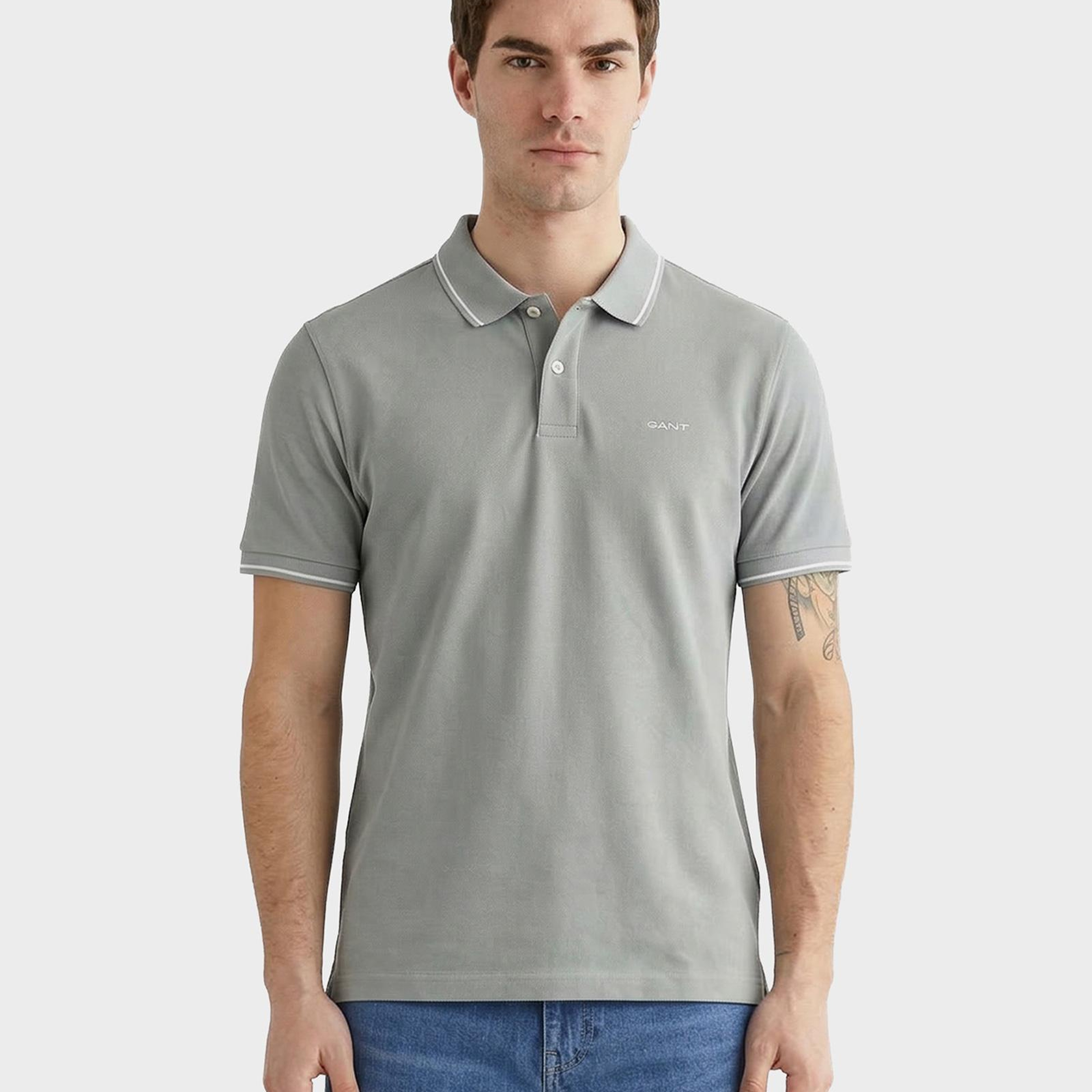 GANT Erkek Yeşil Regular Fit Polo Yaka T-Shirt