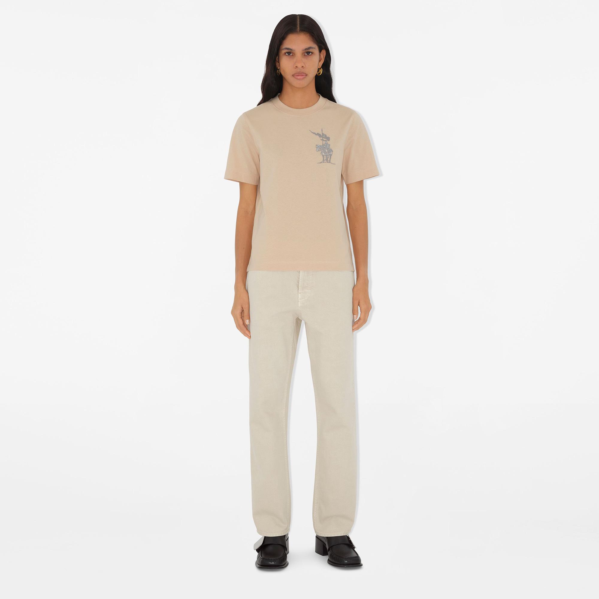 Burberry Sic Cotton Kadın Krem T-Shirt