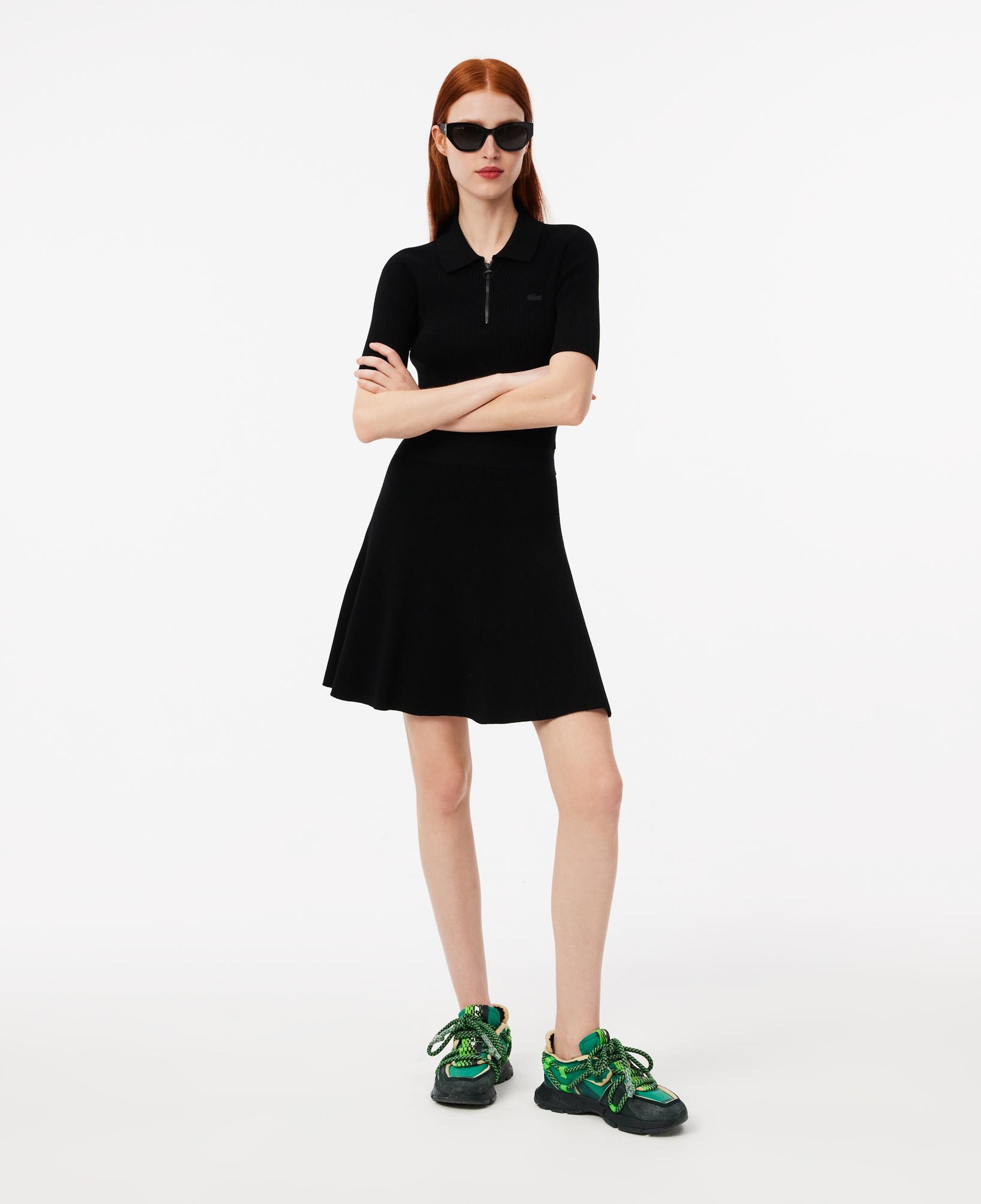 Kadın Slim Fit Kısa Kollu Polo Yaka Siyah Elbise