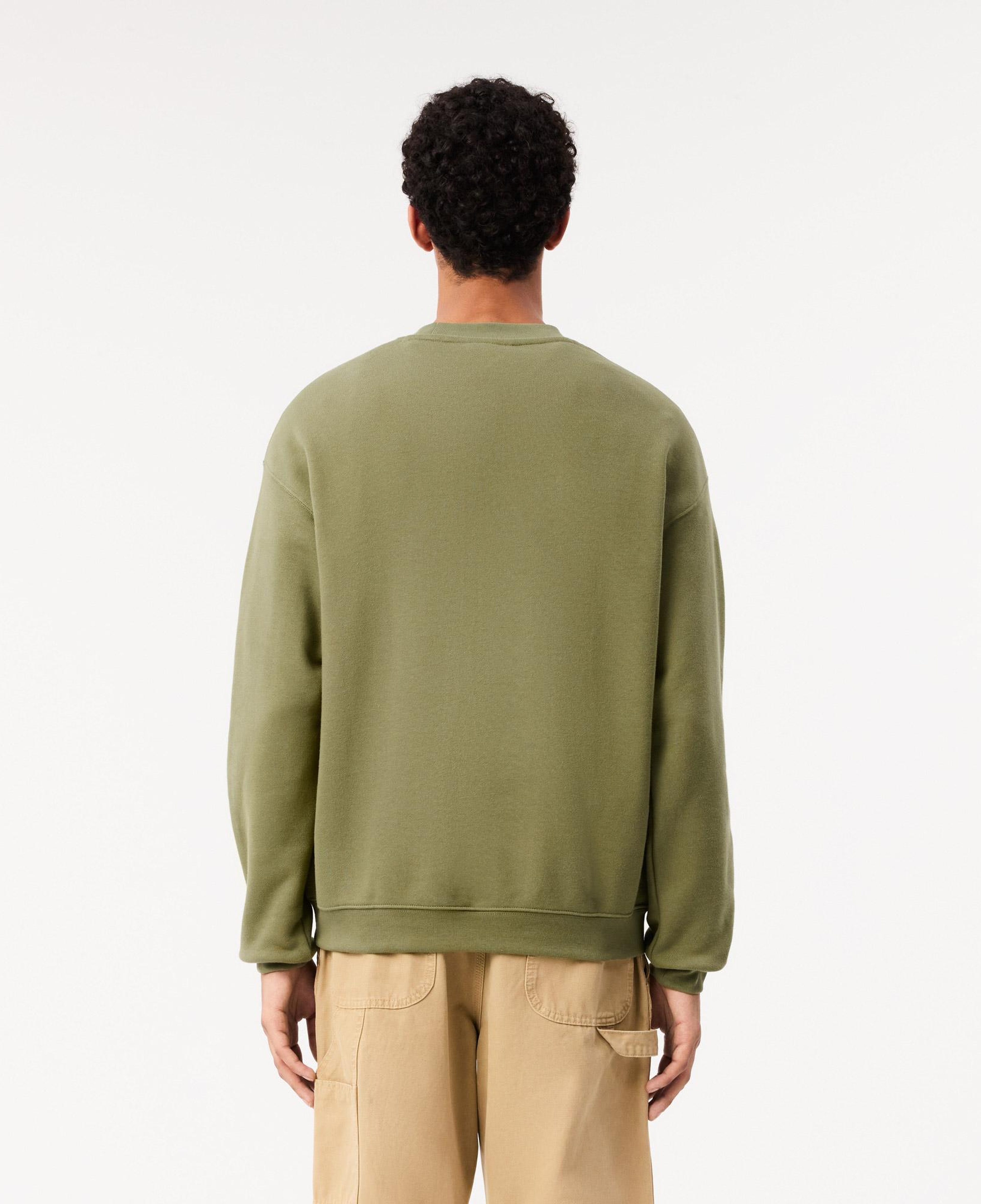 Erkek Loose Fit Bisiket Yaka Baskılı Haki Sweatshirt