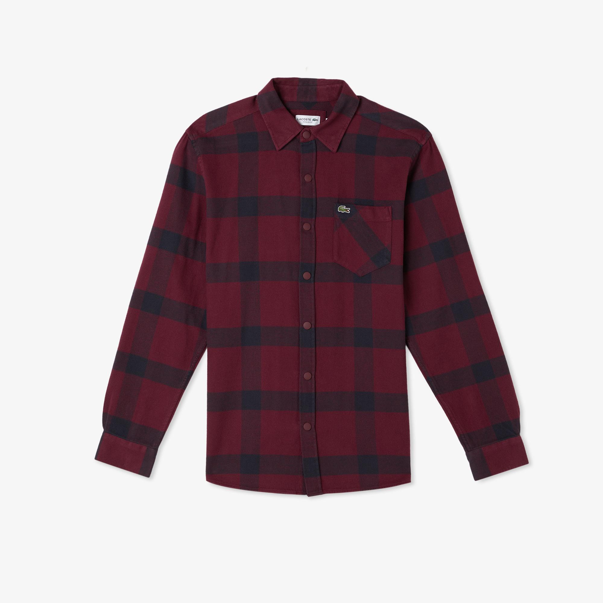 Erkek Regular Fit Ekose Bordo Gömlek